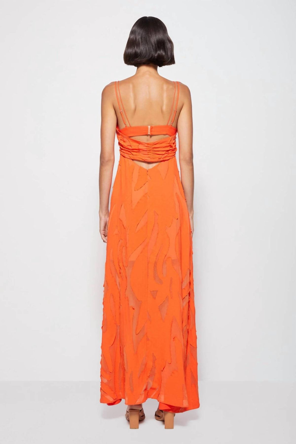 Style 1-3081504216-649 JONATHAN SIMKHAI Size 2 Pageant Sheer Orange Floor Length Maxi on Queenly