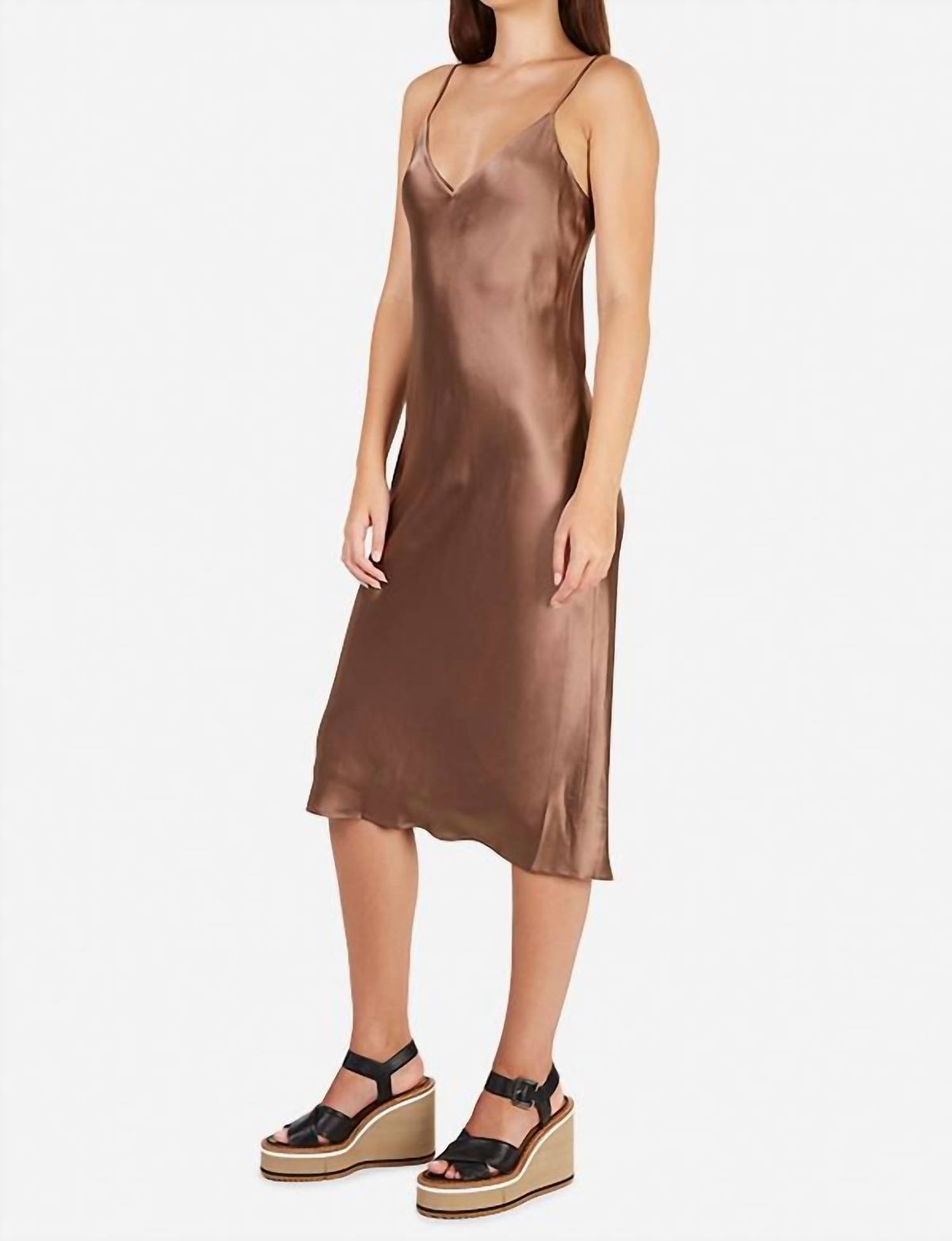 Style 1-4030374795-649 L'Agence Size 2 Bridesmaid Satin Brown Cocktail Dress on Queenly