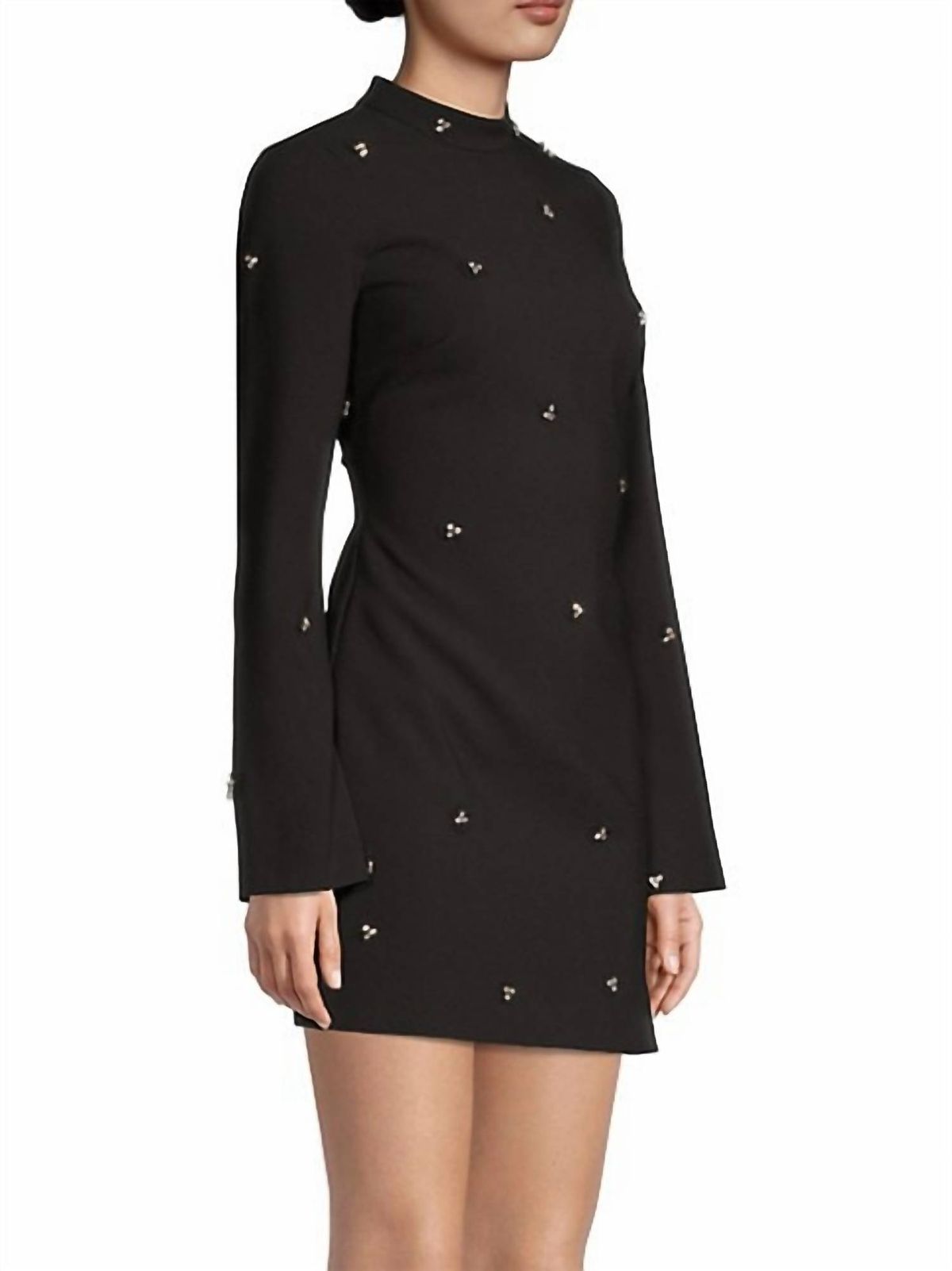 Style 1-3163283149-2168 LIKELY Size 8 Long Sleeve Sequined Black Cocktail Dress on Queenly