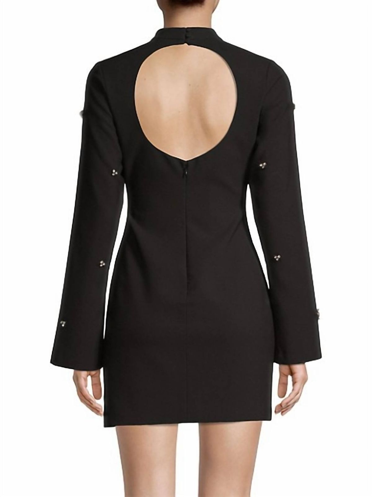 Style 1-3163283149-2168 LIKELY Size 8 Long Sleeve Sequined Black Cocktail Dress on Queenly