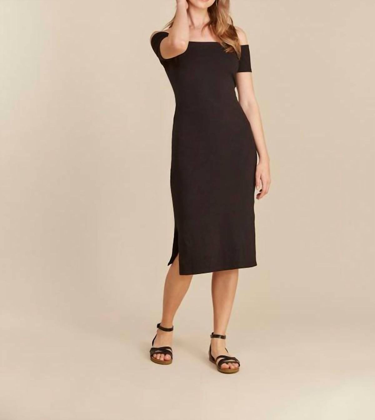 Style 1-331206124-2901 People Tree Size M Off The Shoulder Black Cocktail Dress on Queenly
