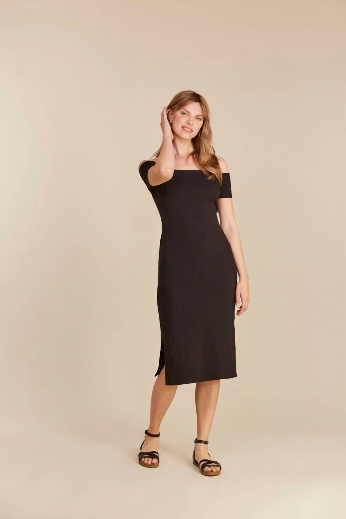 Style 1-331206124-2901 People Tree Size M Off The Shoulder Black Cocktail Dress on Queenly