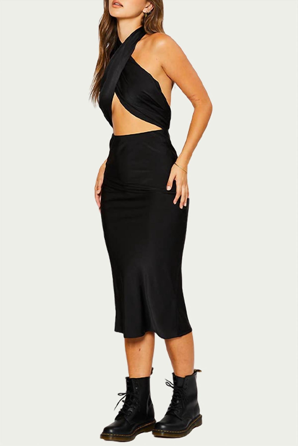 Style 1-2912509999-2901 Pretty Garbage Size M Wedding Guest Halter Black Cocktail Dress on Queenly