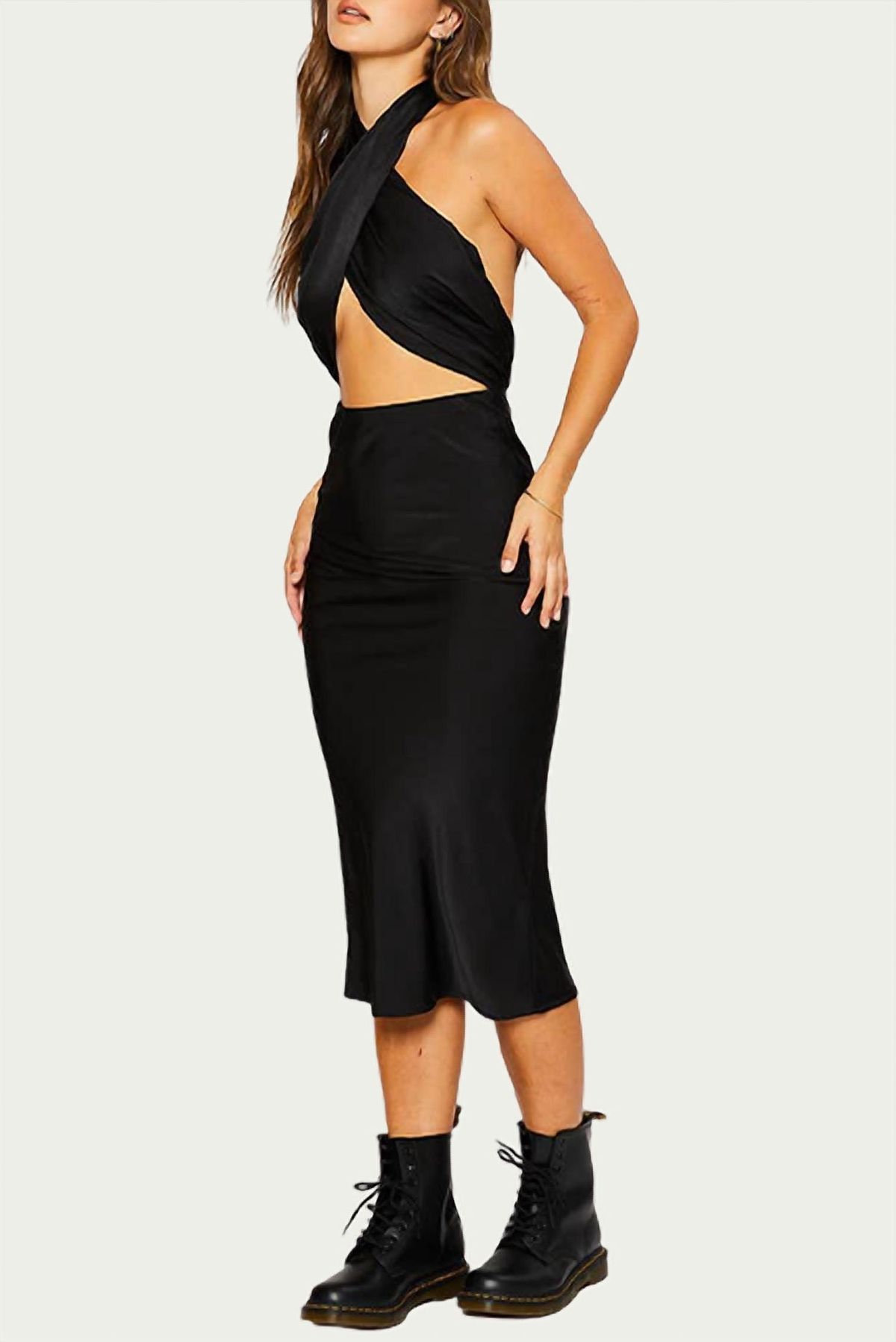Style 1-2912509999-3236 Pretty Garbage Size S Wedding Guest Halter Black Cocktail Dress on Queenly