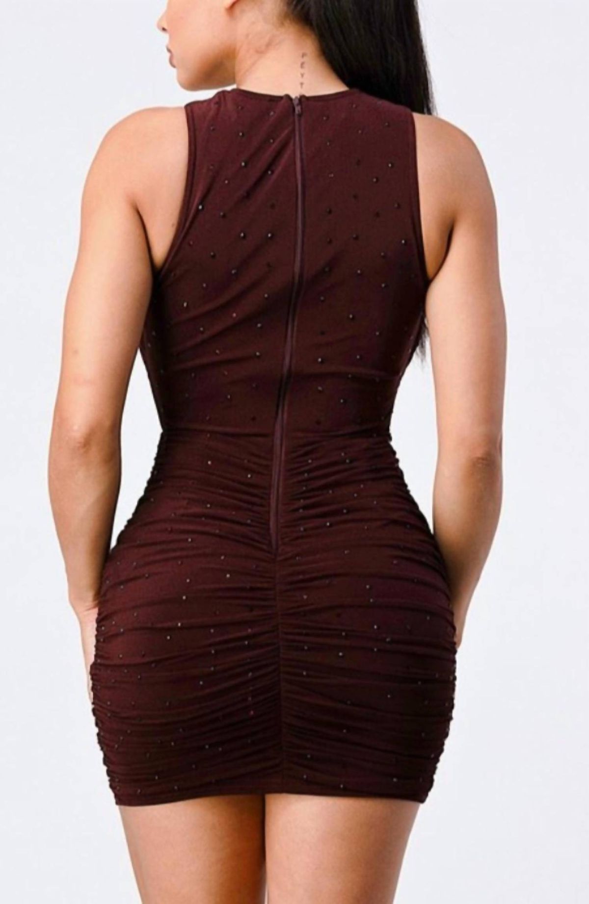 Style 1-2547522550-2696 PRIVY Size L Homecoming Halter Sequined Brown Cocktail Dress on Queenly