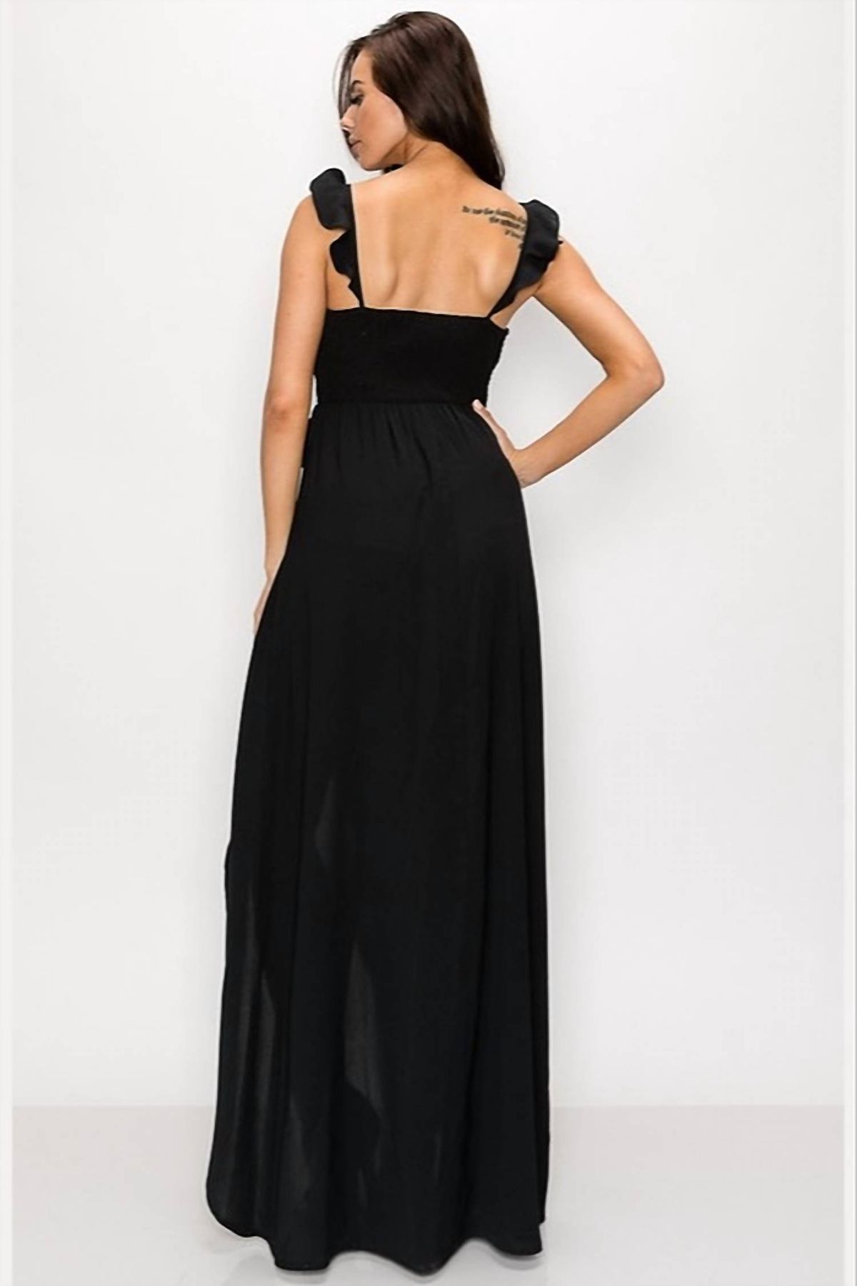 Style 1-3698893742-2901 PRIVY Size M Wedding Guest Plunge Black Side Slit Dress on Queenly