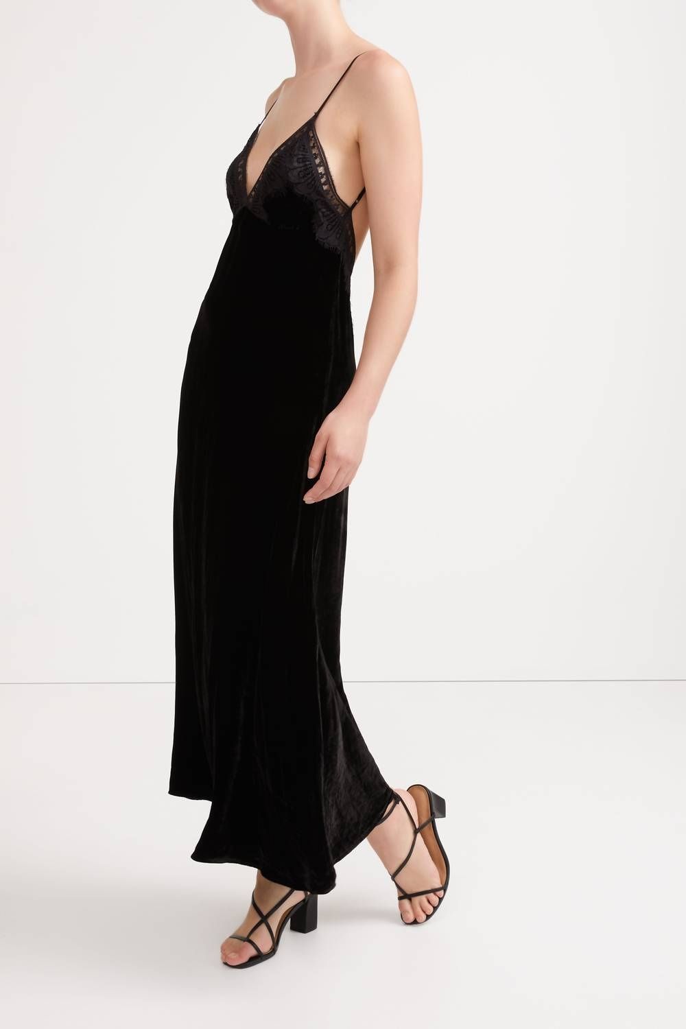 Style 1-3393267293-1439 SLEEPING WITH JACQUES Size 3X High Neck Lace Black Floor Length Maxi on Queenly