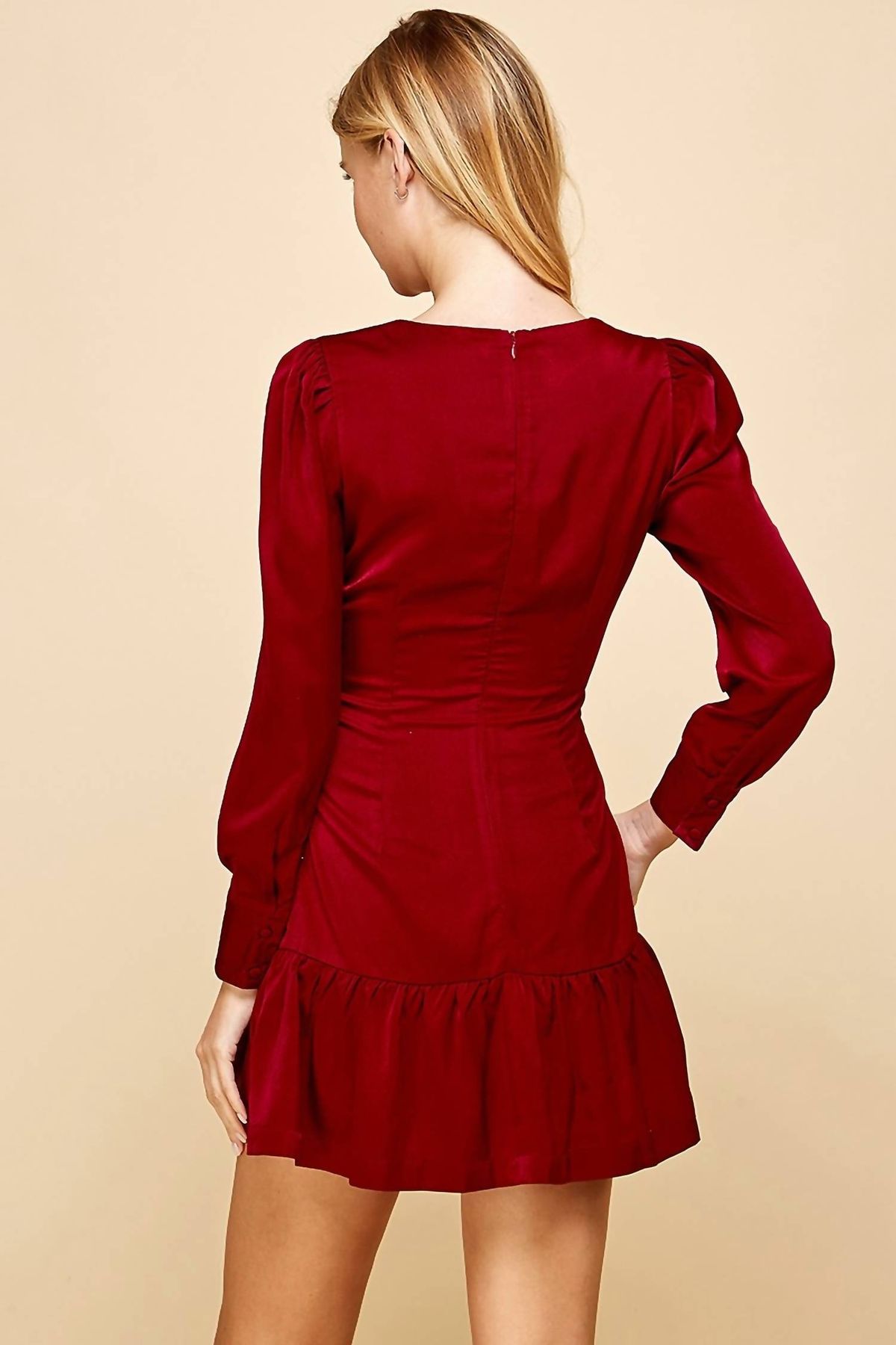 Style 1-3926637725-3236 TCEC Size S Long Sleeve Burgundy Red Cocktail Dress on Queenly