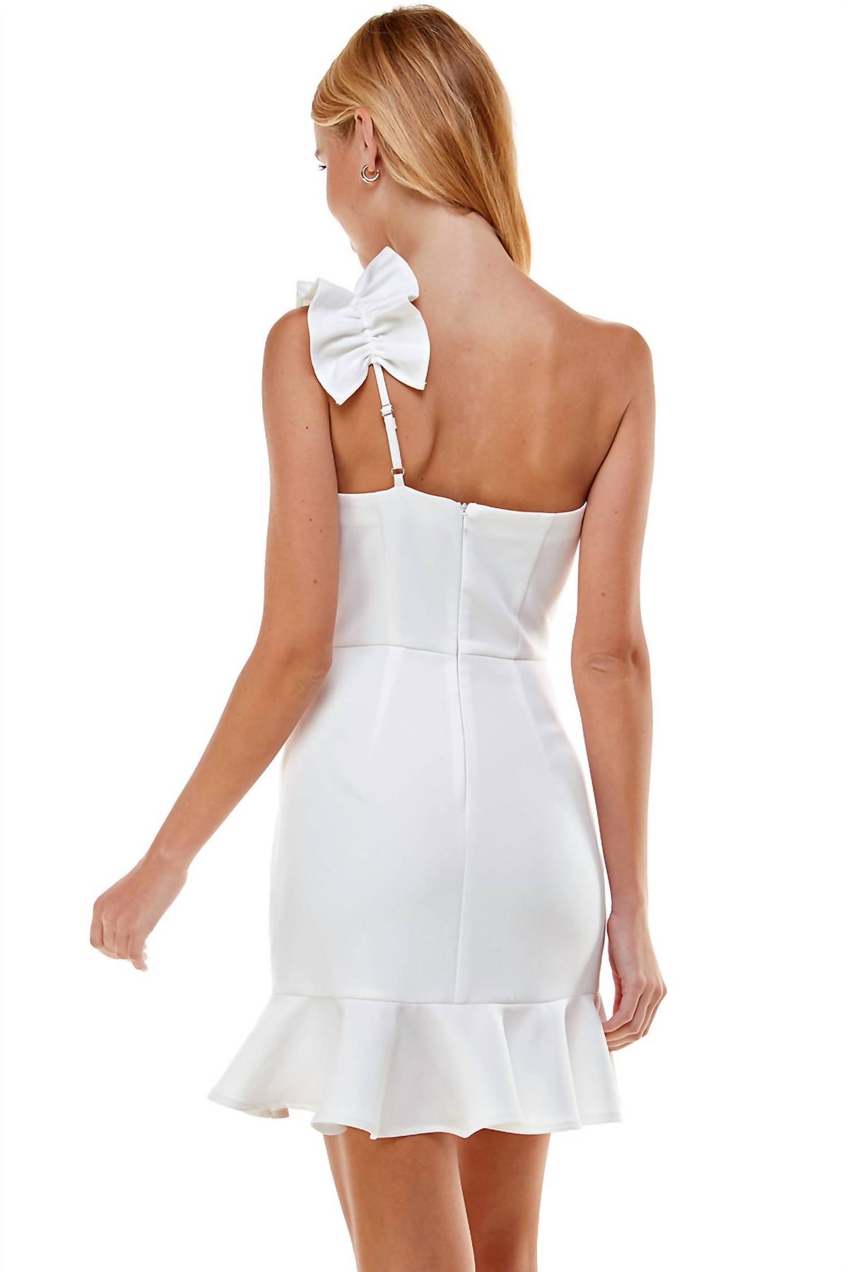 Style 1-883908732-2696 TCEC Size L One Shoulder White Cocktail Dress on Queenly