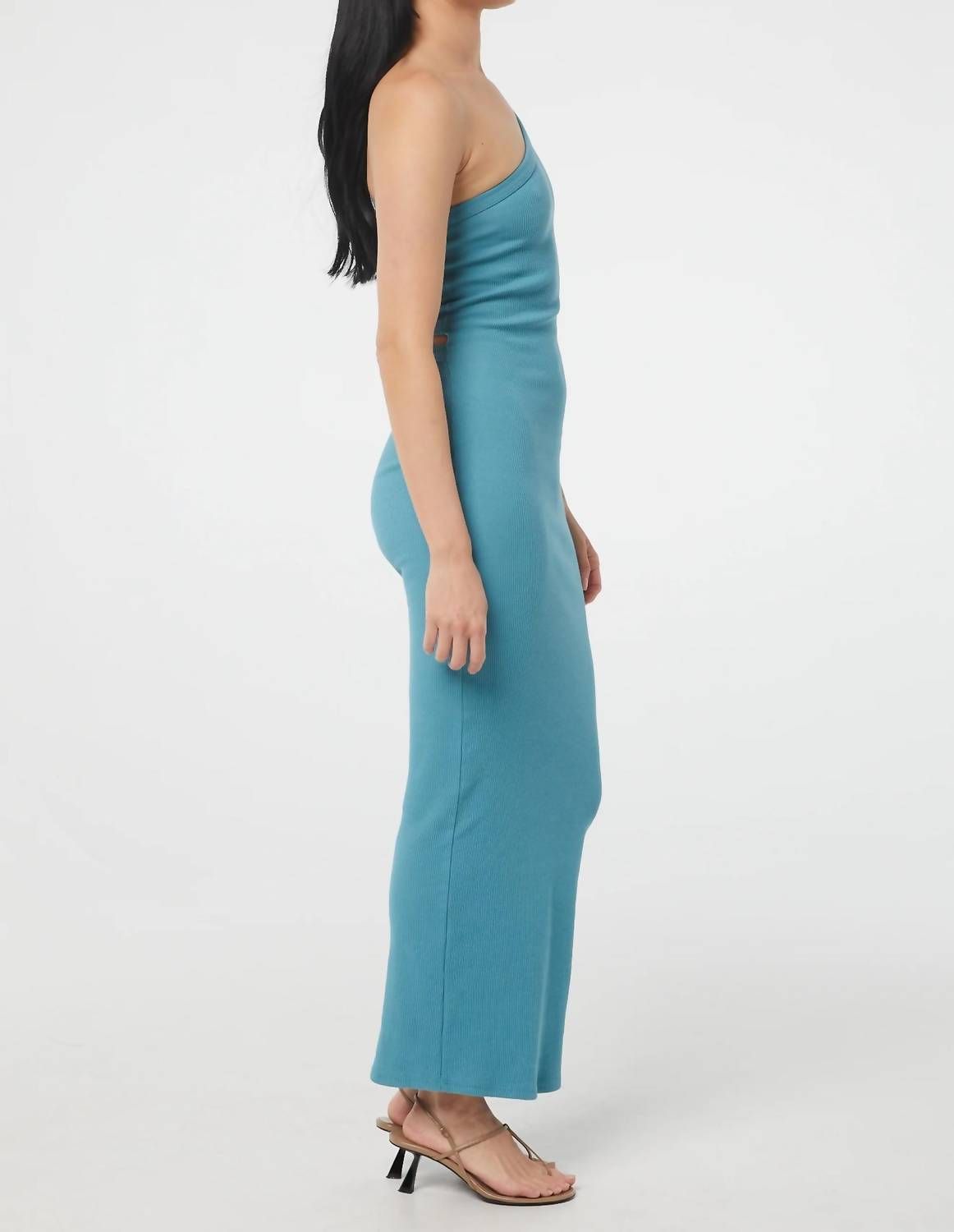 Style 1-2243781243-2901 THE LINE BY K Size M Wedding One Shoulder Light Blue Floor Length Maxi on Queenly