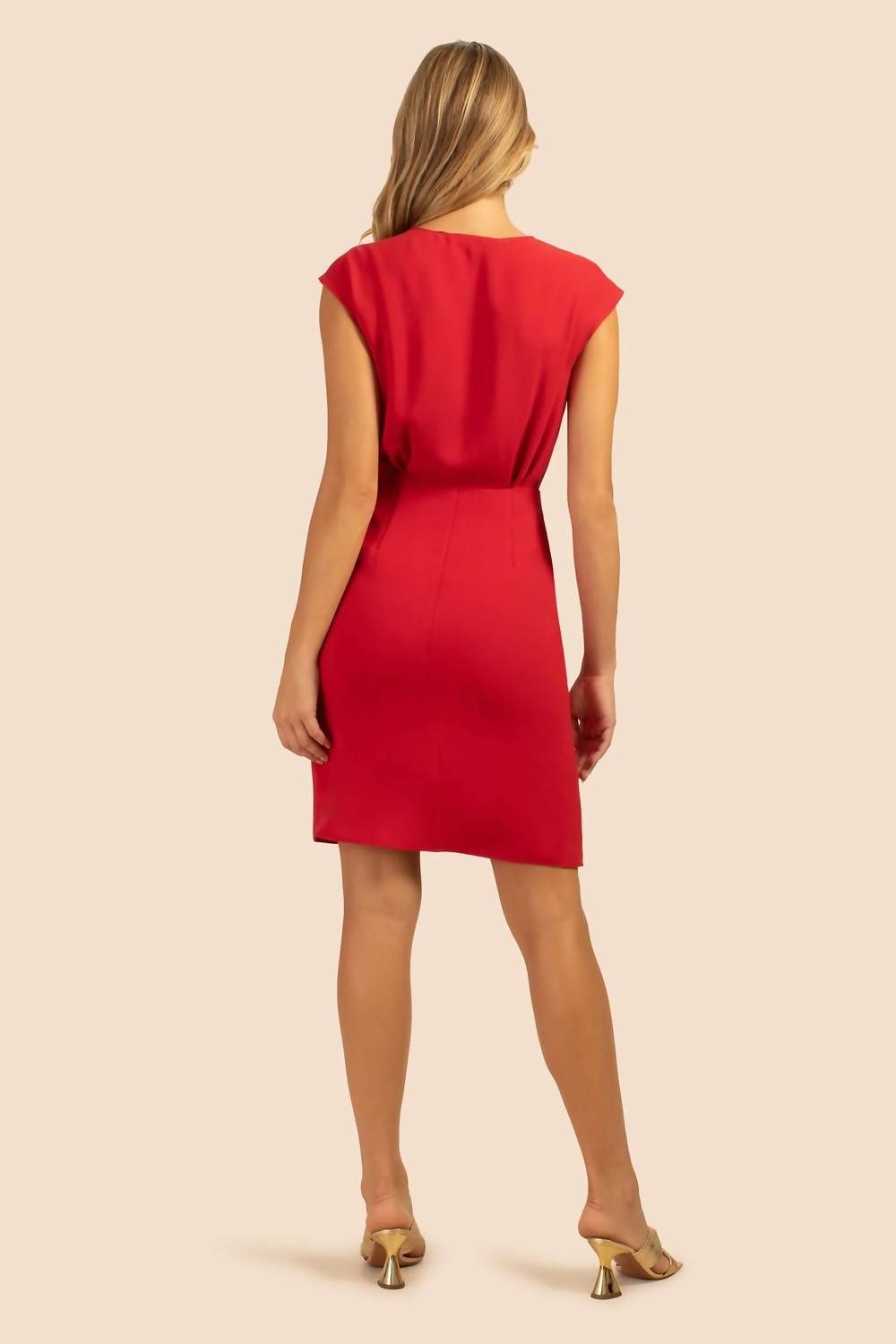 Style 1-1938311397-1498 Trina Turk Size 4 Homecoming Cap Sleeve Satin Red Cocktail Dress on Queenly
