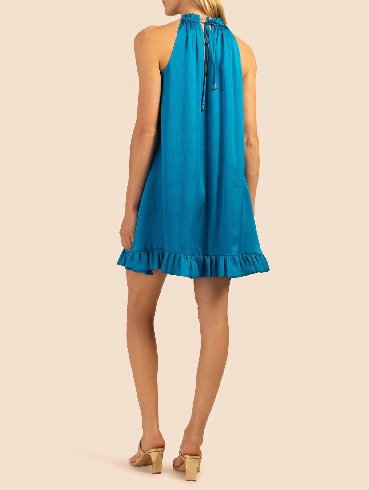 Style 1-3680247381-3236 Trina Turk Size S Halter Blue Cocktail Dress on Queenly