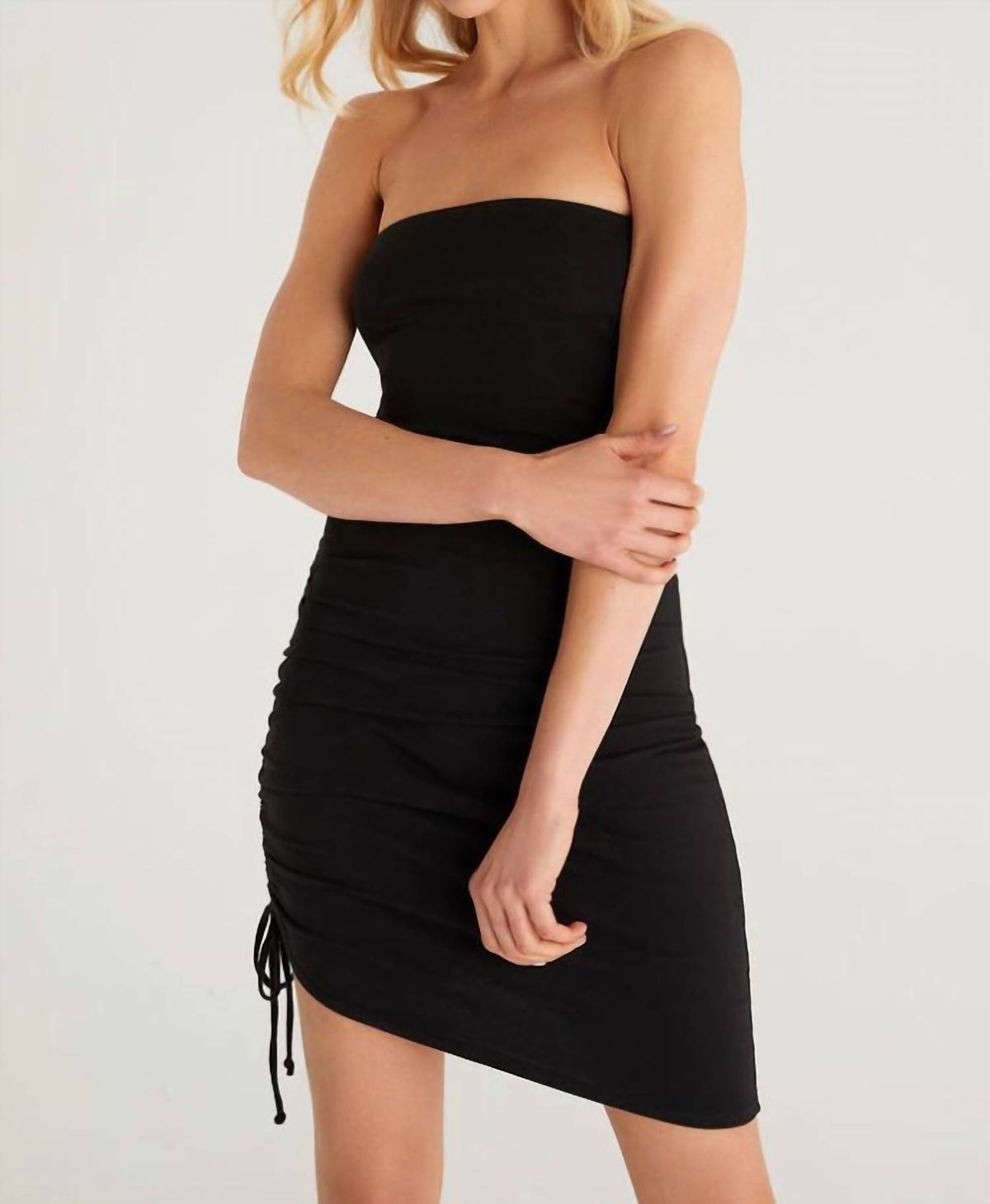 Style 1-790202661-2901 Z Supply Size M Nightclub Strapless Black Cocktail Dress on Queenly