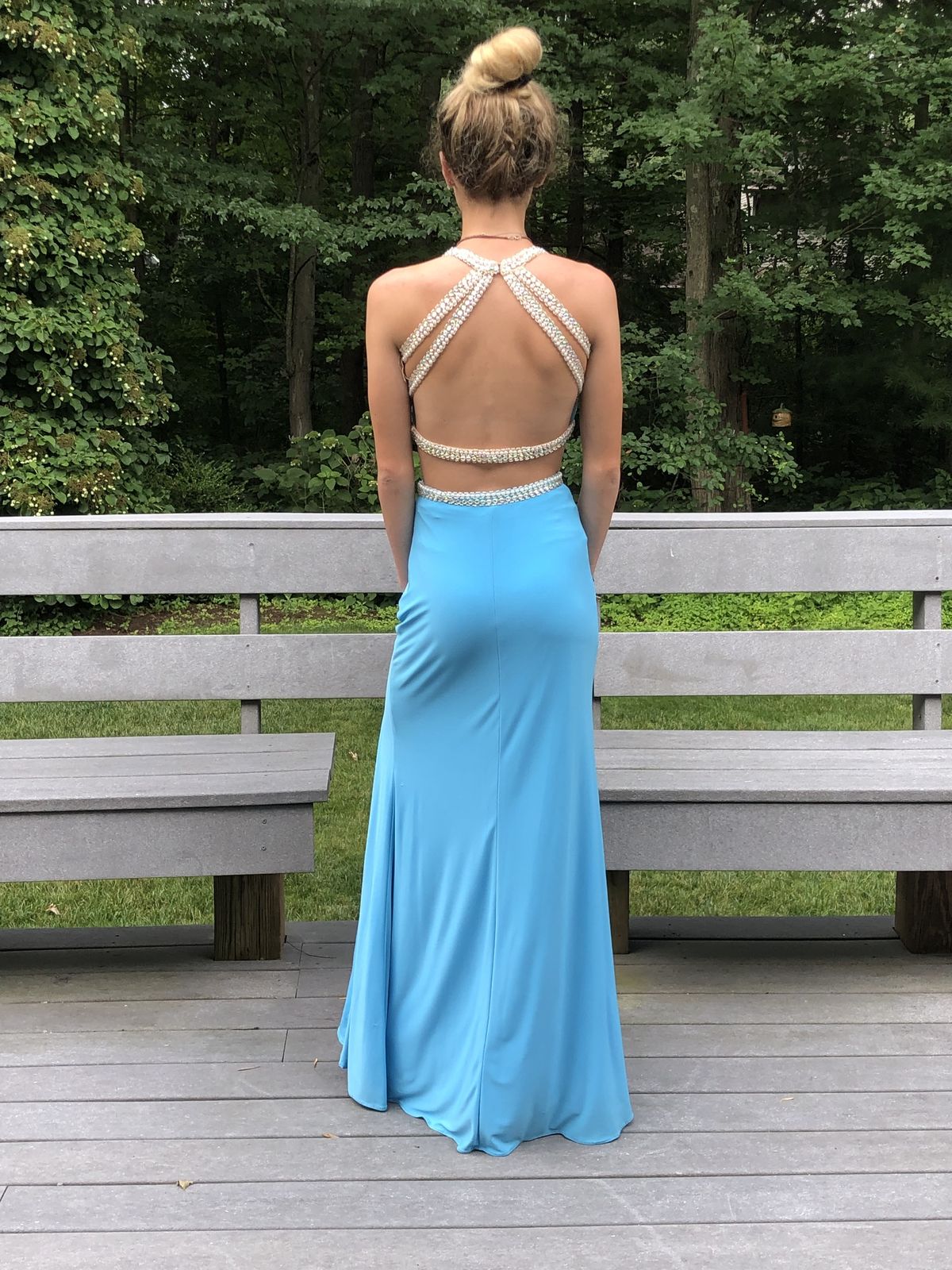 Blush Prom Size 0 Blue Side Slit Dress on Queenly