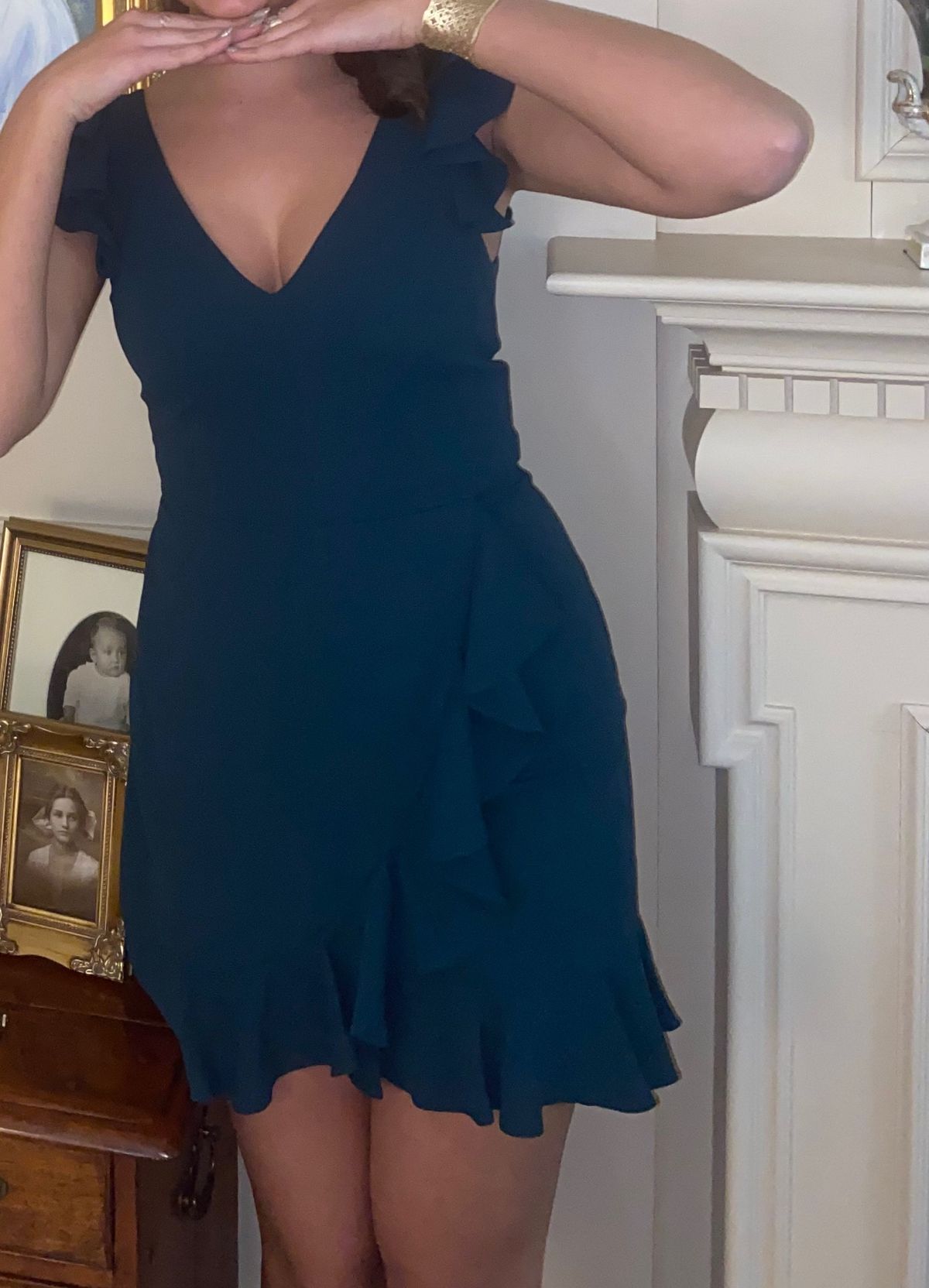 Size S Plunge Blue Cocktail Dress on Queenly