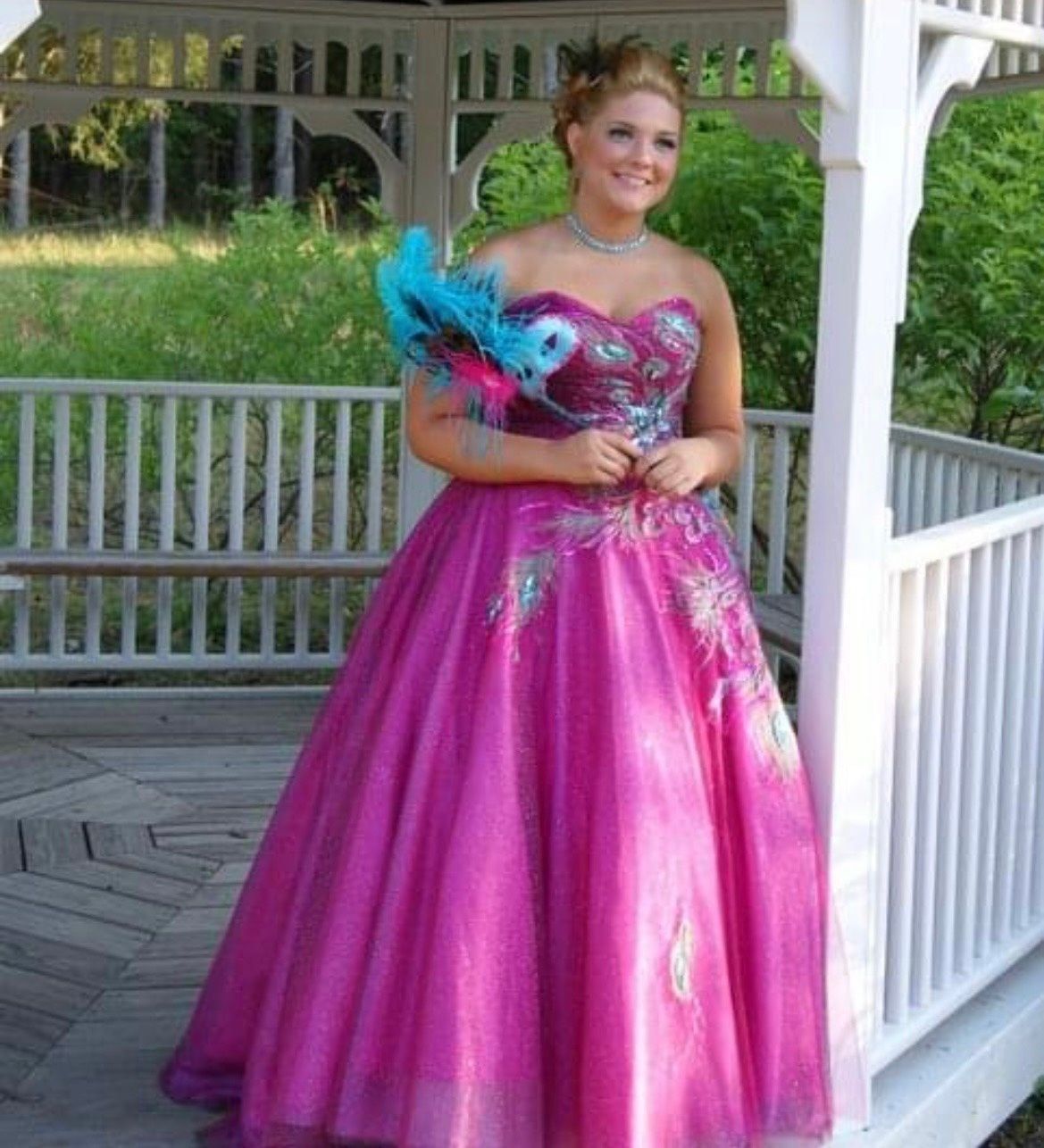 Pink Size 12 Prom Strapless Sequined Hot Pink Ball Gown on Queenly