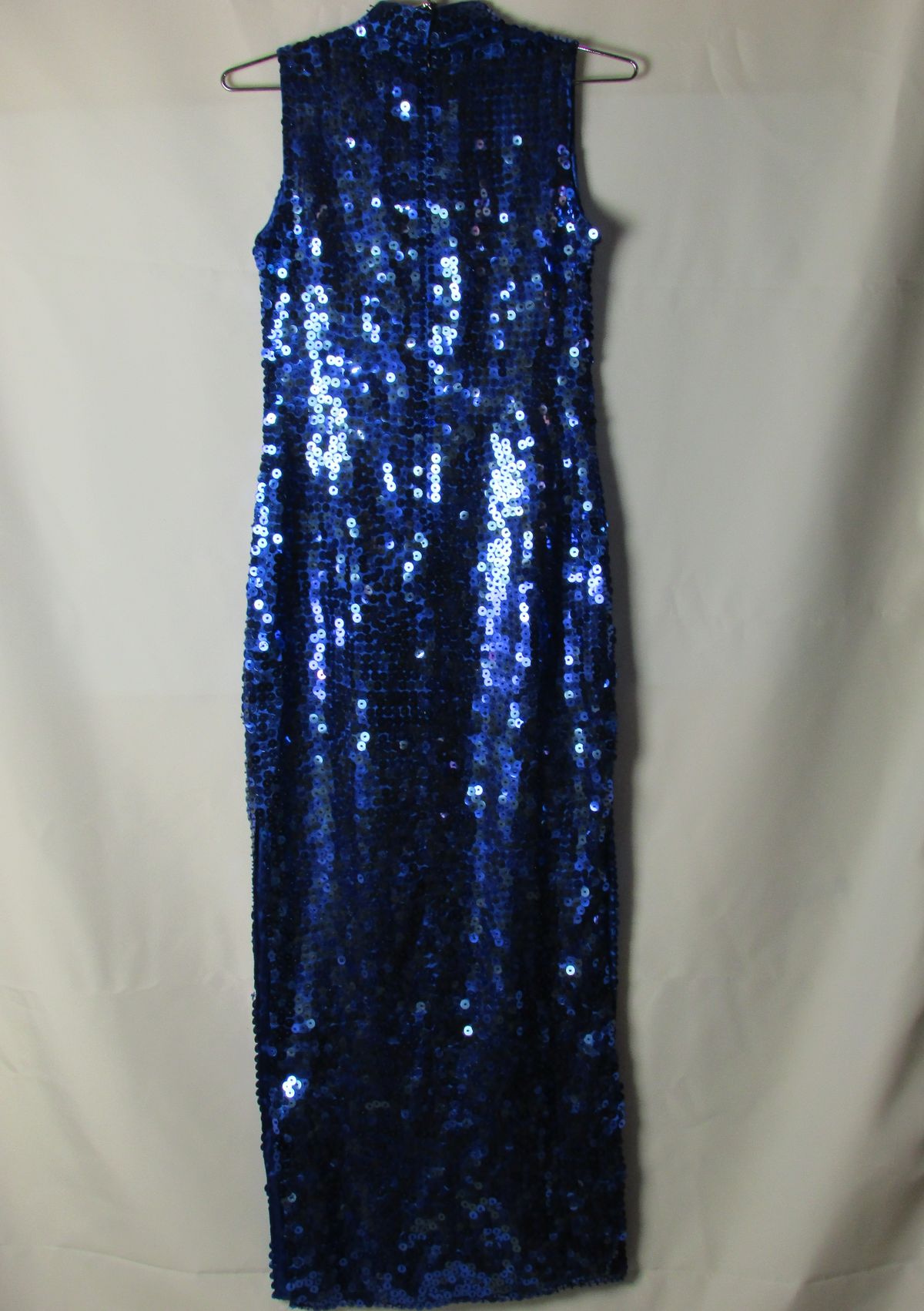 Size 2 Prom High Neck Satin Blue Floor Length Maxi on Queenly