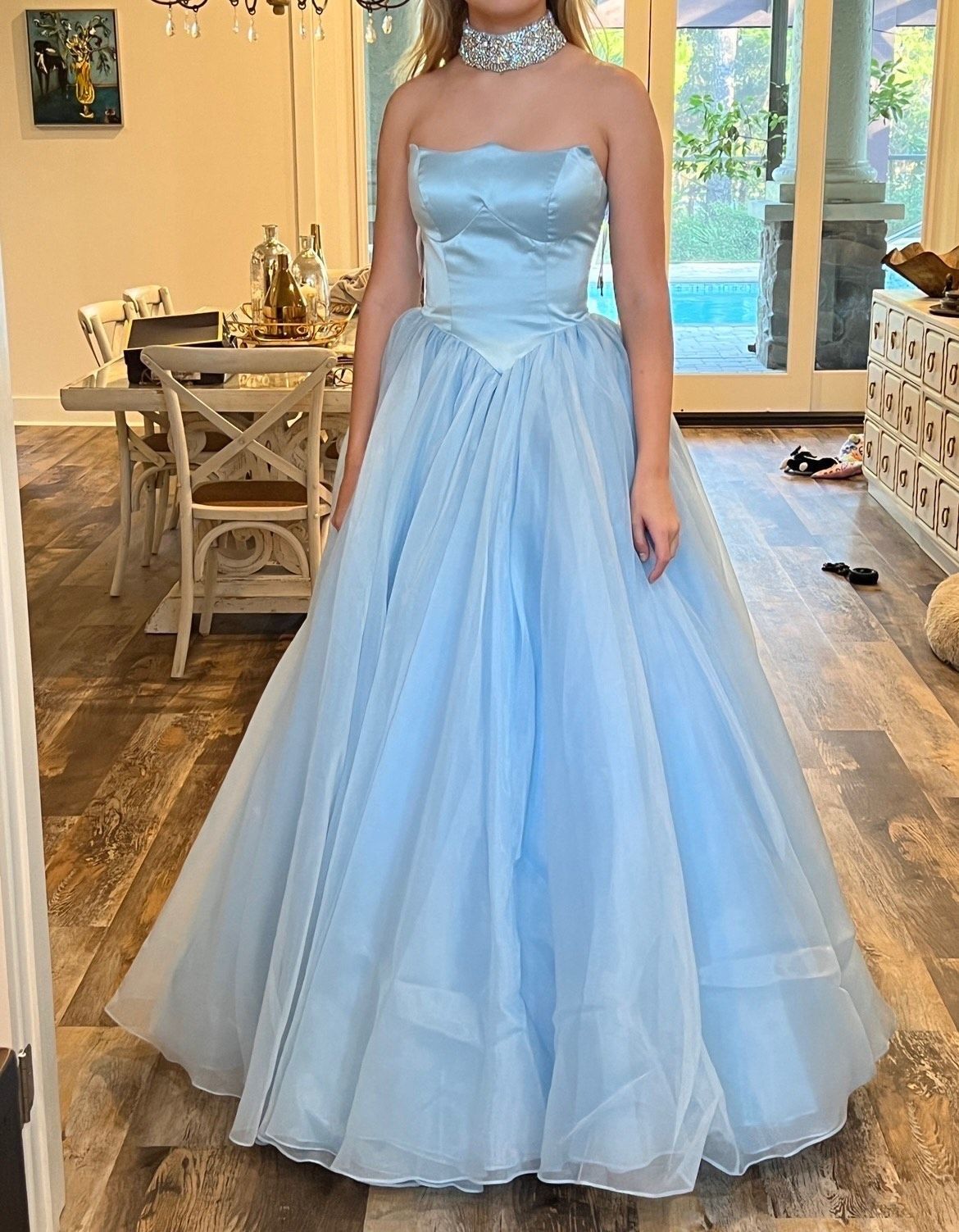 Sherri Hill Size 2 Pageant Strapless Satin Light Blue Ball Gown on Queenly