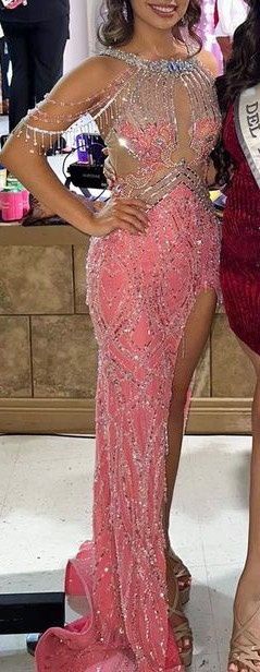 Size 2 Prom High Neck Sequined Pink Side Slit Dress on Queenly