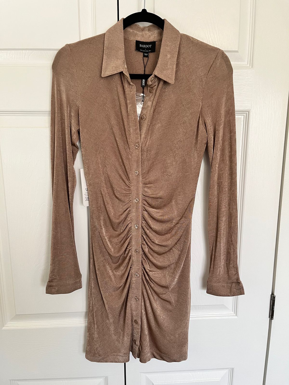 Bardot Size S Homecoming Long Sleeve Brown Cocktail Dress on Queenly