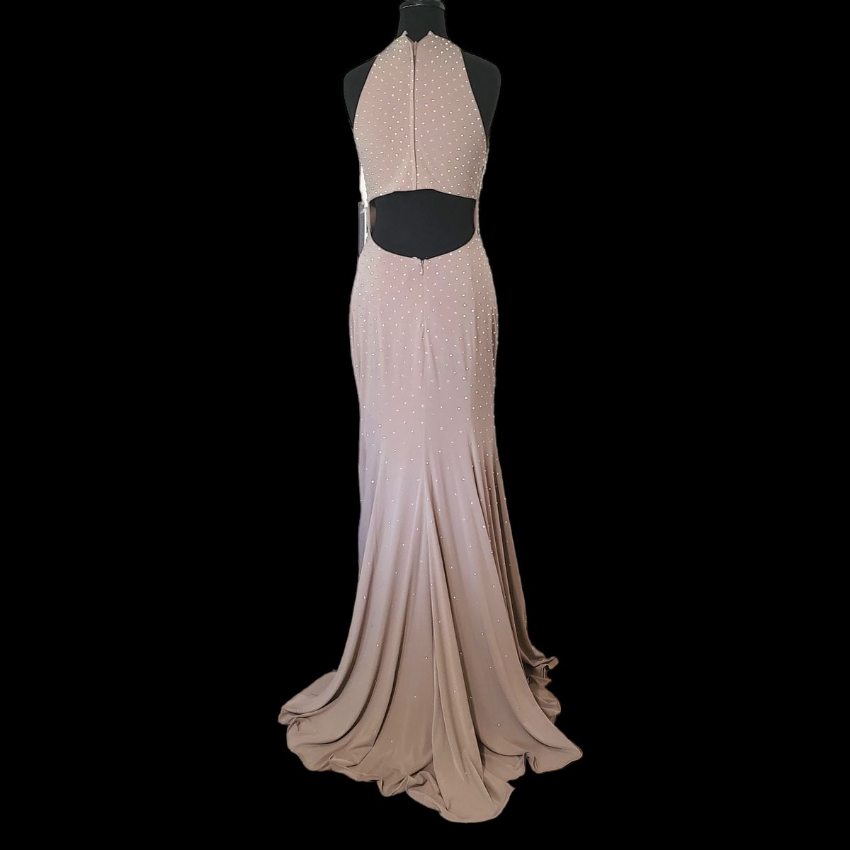 Style 49767 Jovani Size 8 Prom Sequined Nude Side Slit Dress on Queenly