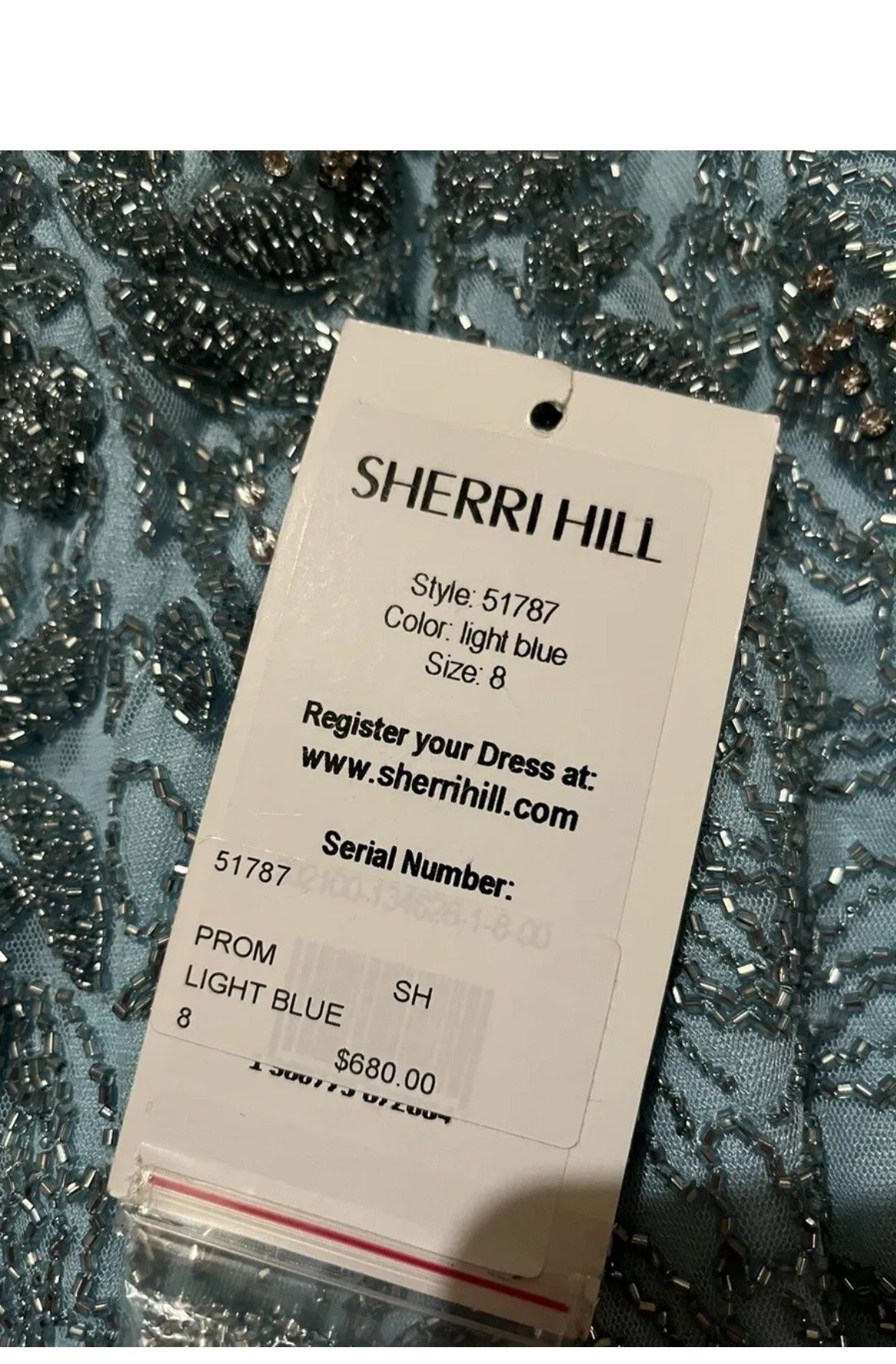 Sherri Hill Size 8 Prom High Neck Light Blue Mermaid Dress on Queenly