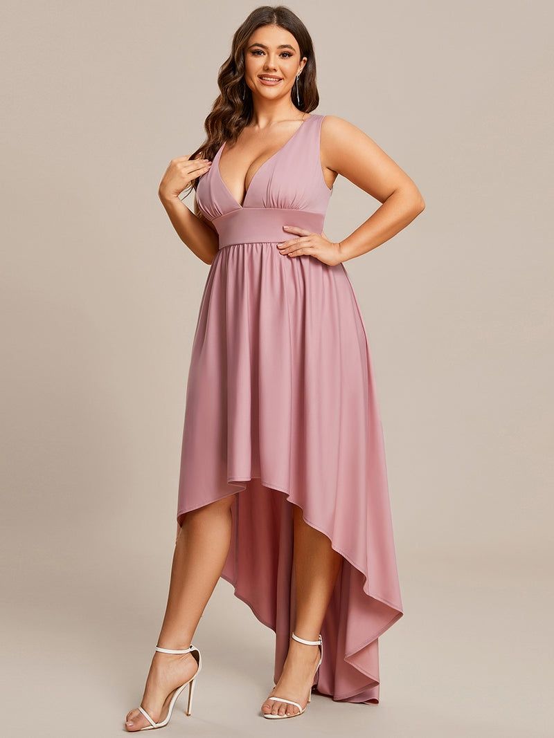 Plus Size 16 Bridesmaid Plunge Rose Gold Mermaid Dress on Queenly