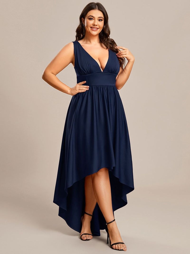 Plus Size 16 Homecoming Plunge Navy Blue Mermaid Dress on Queenly