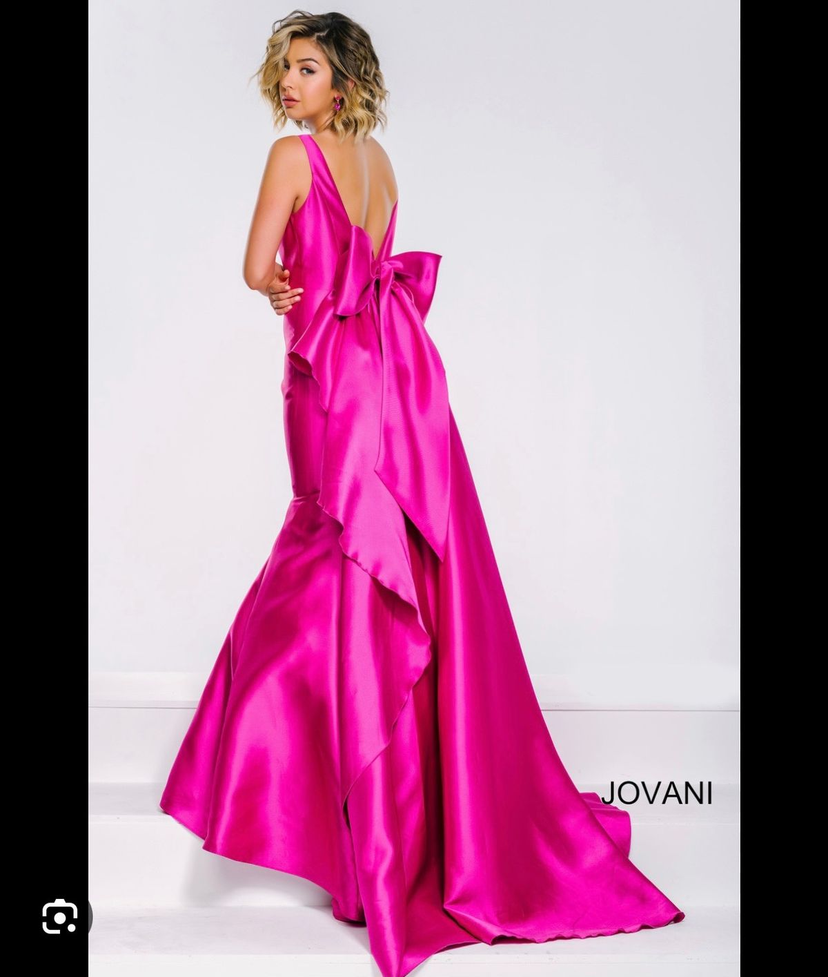Jovani Size 10 Prom Plunge Hot Pink Mermaid Dress on Queenly