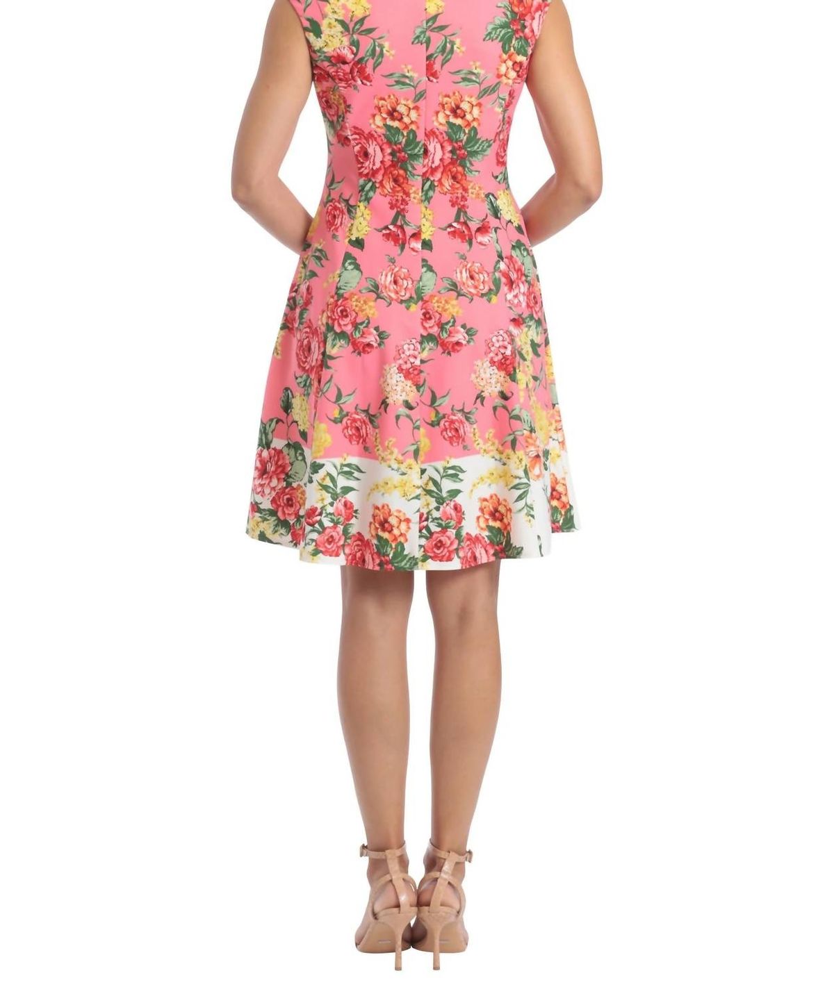 Style 1-1538309180-1901 LONDON TIMES Size 6 Cap Sleeve Floral Coral Cocktail Dress on Queenly