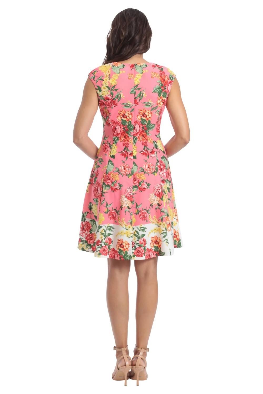 Style 1-1538309180-238 LONDON TIMES Size 12 Cap Sleeve Floral Coral Cocktail Dress on Queenly