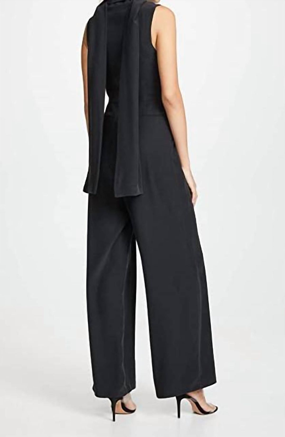 Style 1-1403176281-1901 ACLER Size 6 Satin Black Formal Jumpsuit on Queenly