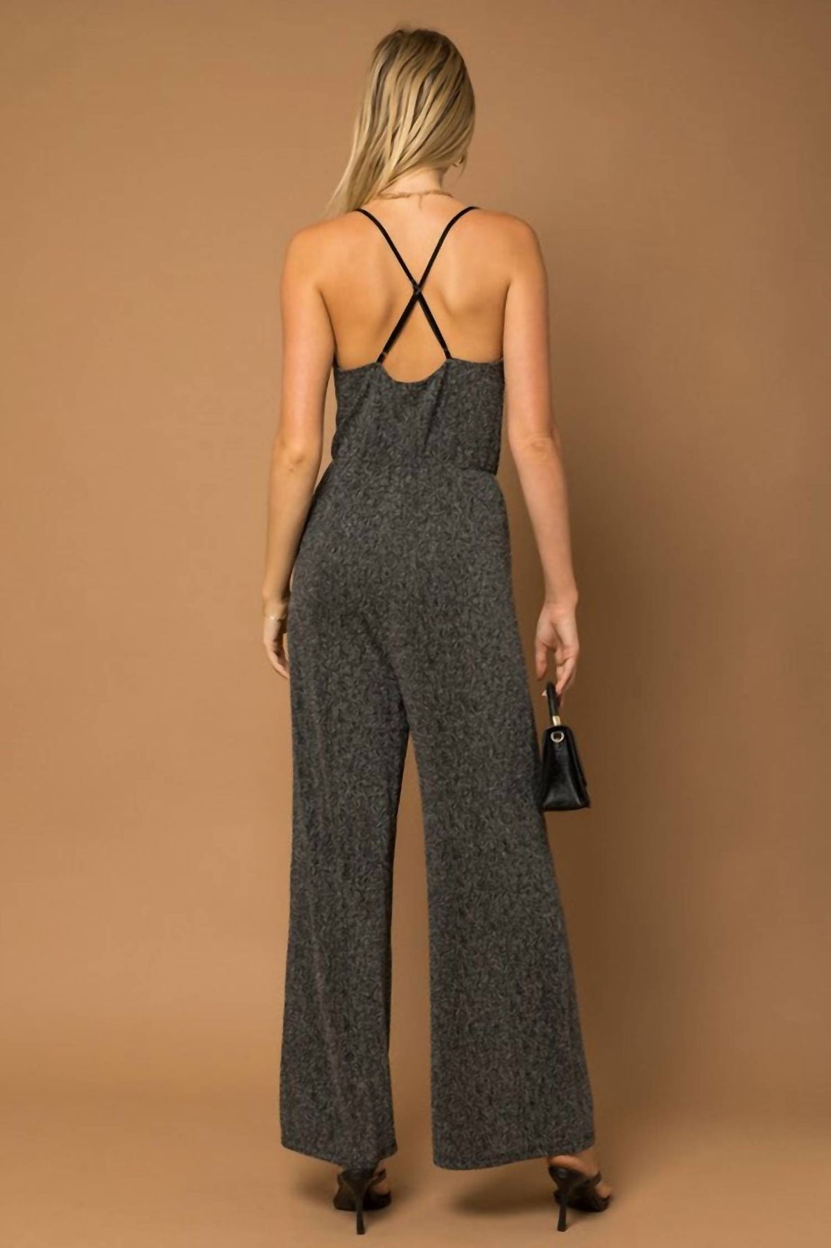 Style 1-3127688750-2696 GILLI Size L Satin Gray Formal Jumpsuit on Queenly