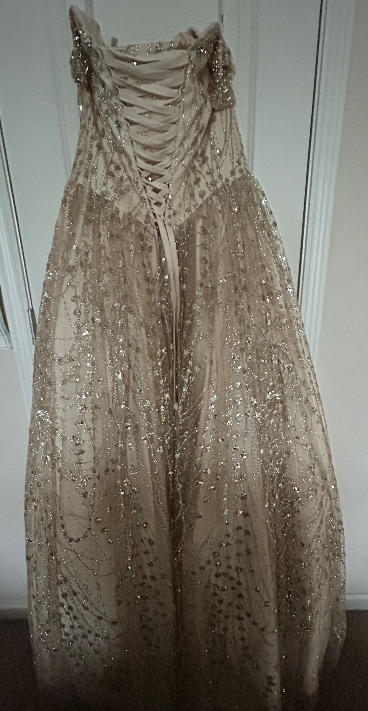 Elizabeth K by gls Size 2X Prom Off The Shoulder Gold Ball Gown on Queenly