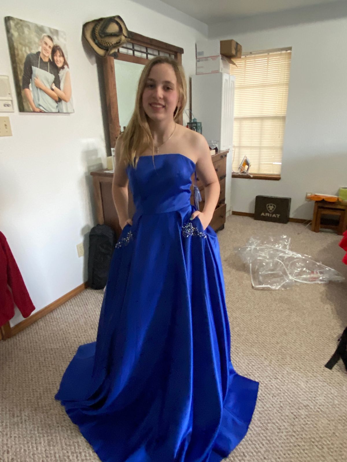 Size 4 Prom Strapless Blue Ball Gown on Queenly