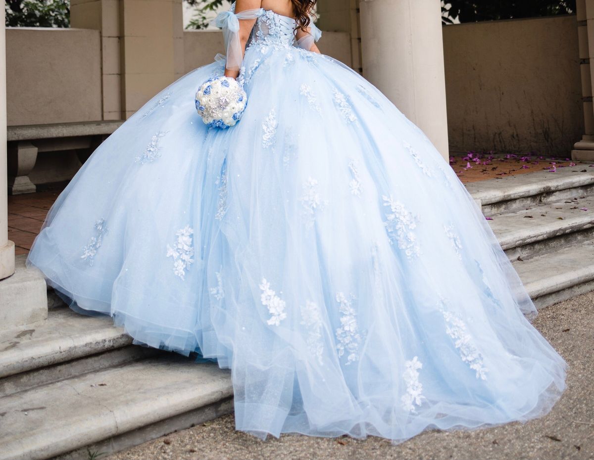 Size 4 Pageant Strapless Blue Ball Gown on Queenly