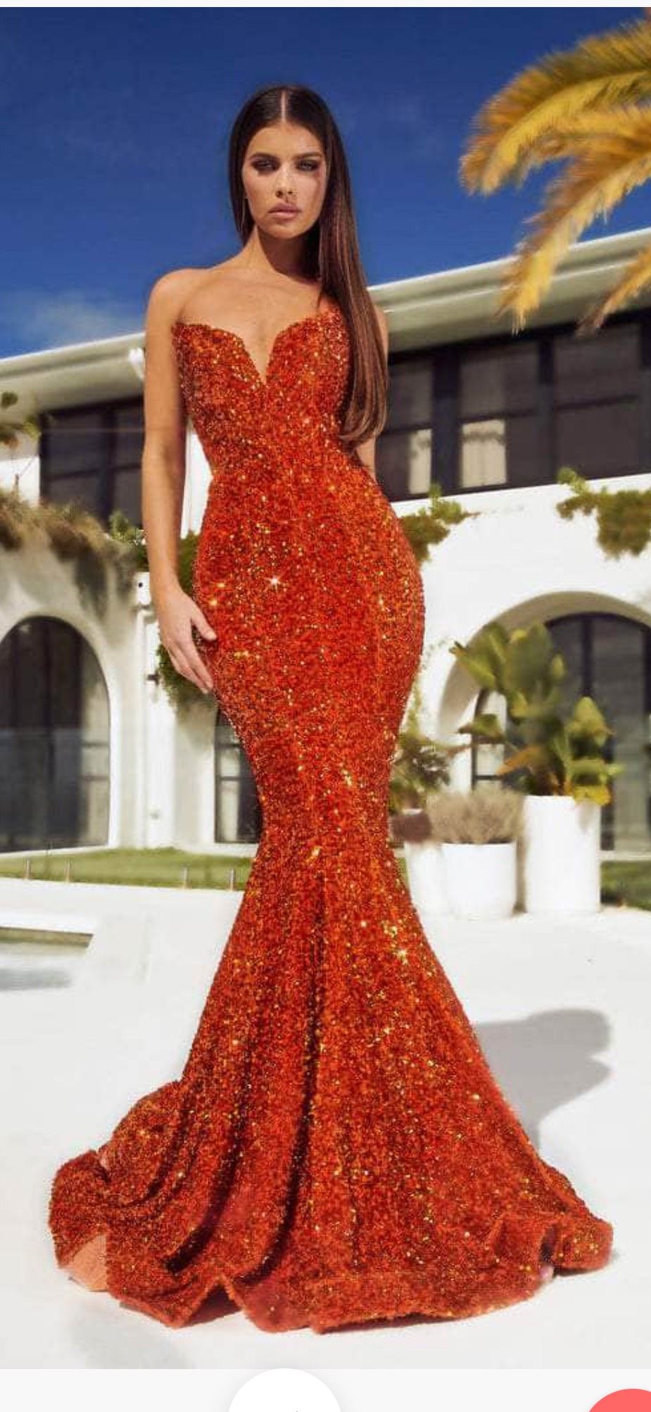 Style PS23521 Portia and Scarlett Size 2 Prom Strapless Orange Mermaid Dress on Queenly
