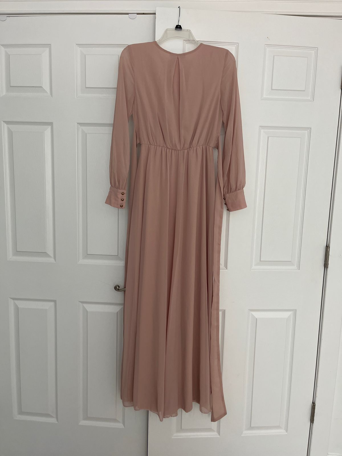 Size S Bridesmaid Long Sleeve Pink A-line Dress on Queenly