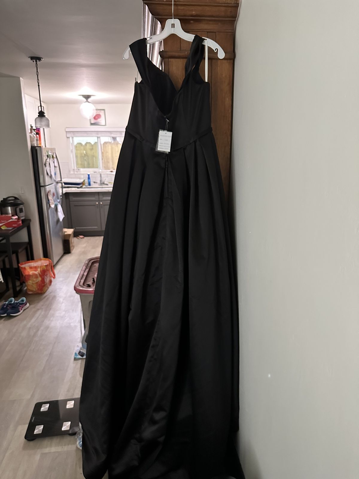 Black Organza Silk Plain Gown - PinkSaree
