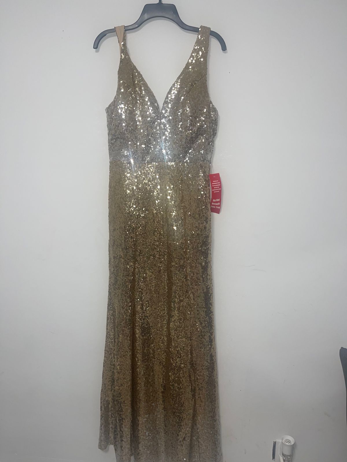Crystal doll Size 12 Prom Sequined Gold Mermaid Dress on Queenly