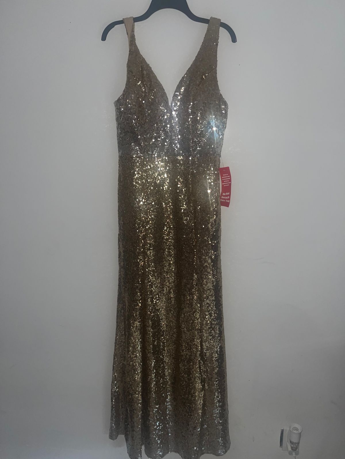 Crystal doll Size 12 Prom Sequined Gold Mermaid Dress on Queenly