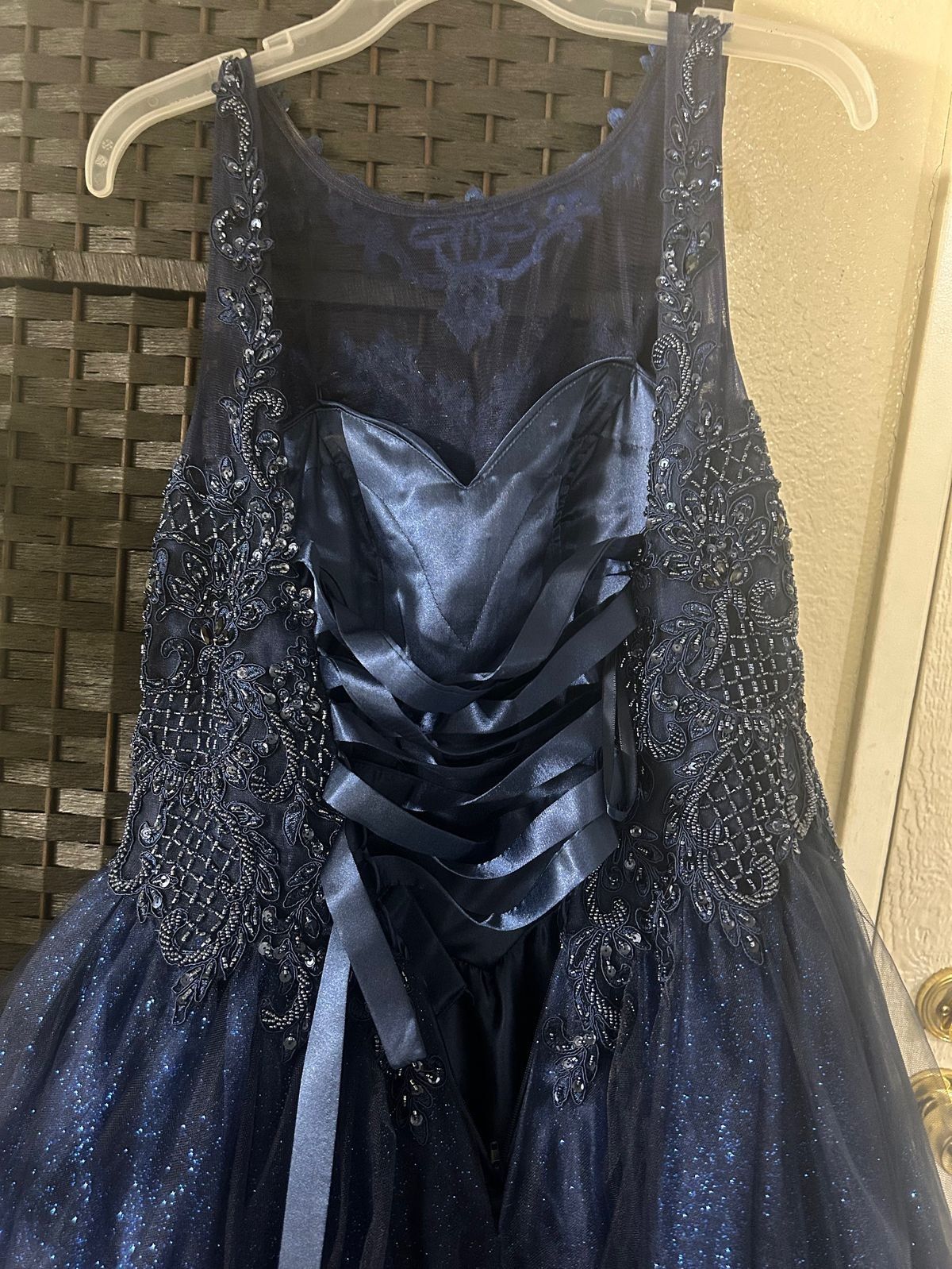 Size S Navy Blue Ball Gown on Queenly