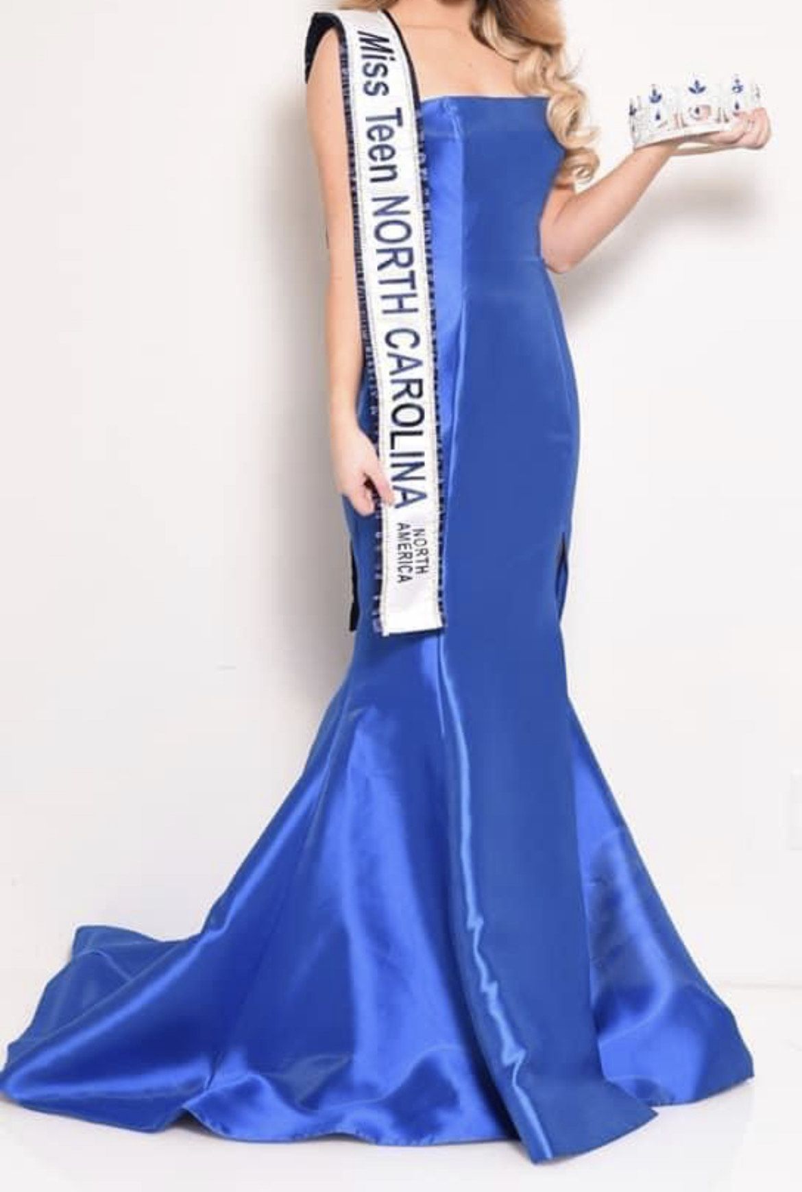 Sherri Hill Size 4 Pageant Strapless Satin Royal Blue Dress With