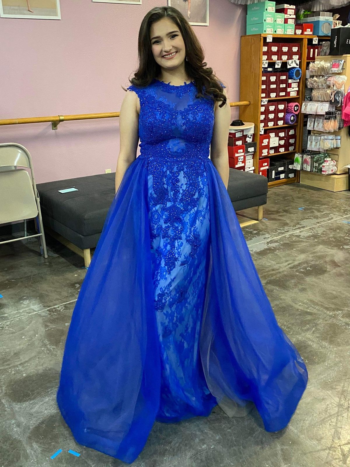 Style 58023 Jovani Size 12 Prom Cap Sleeve Blue A-line Dress on Queenly