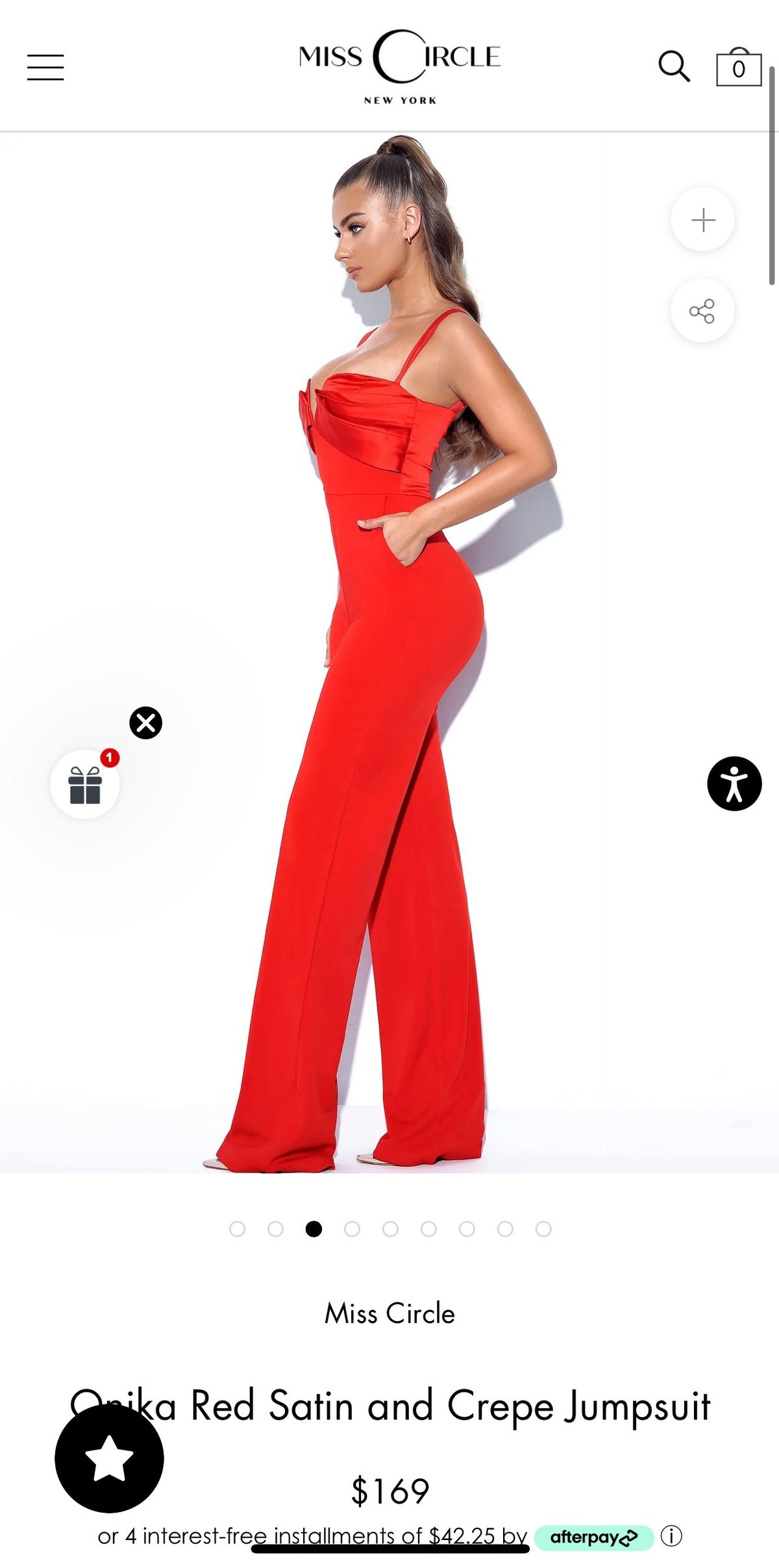 Style 2312MC28Red Miss Circle Size 2 Pageant Red Formal Jumpsuit on Queenly