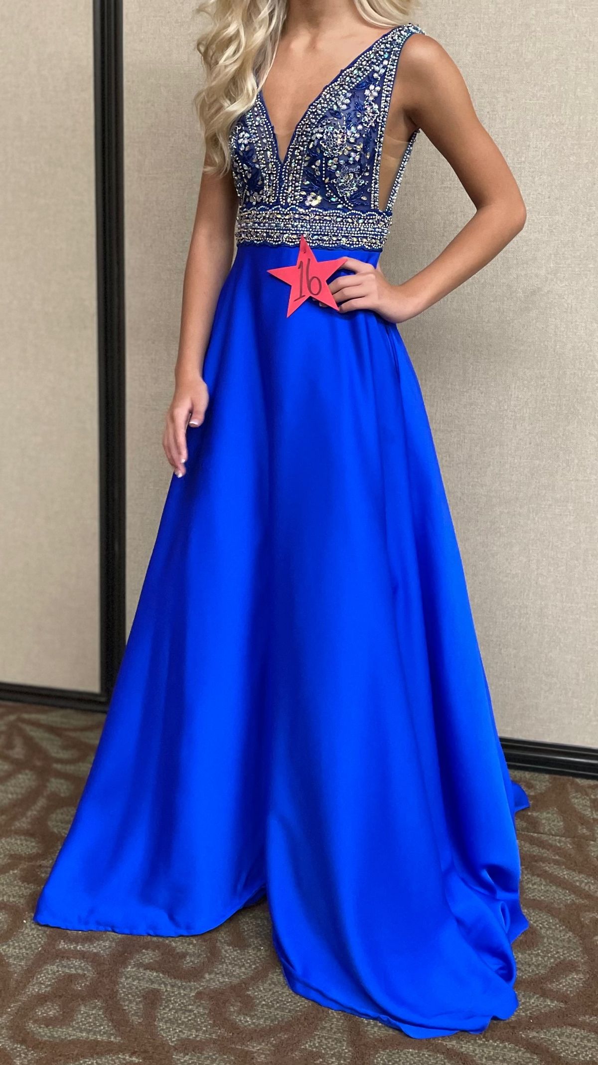 Tiffany Designs Size 4 Prom Plunge Blue Ball Gown on Queenly