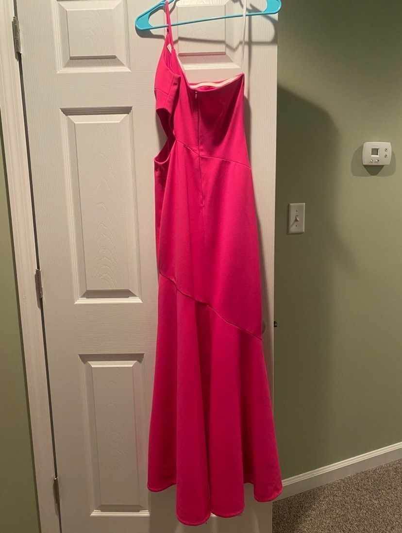 Betsy and Adam Size 4 Prom One Shoulder Pink Mermaid Dress on Queenly