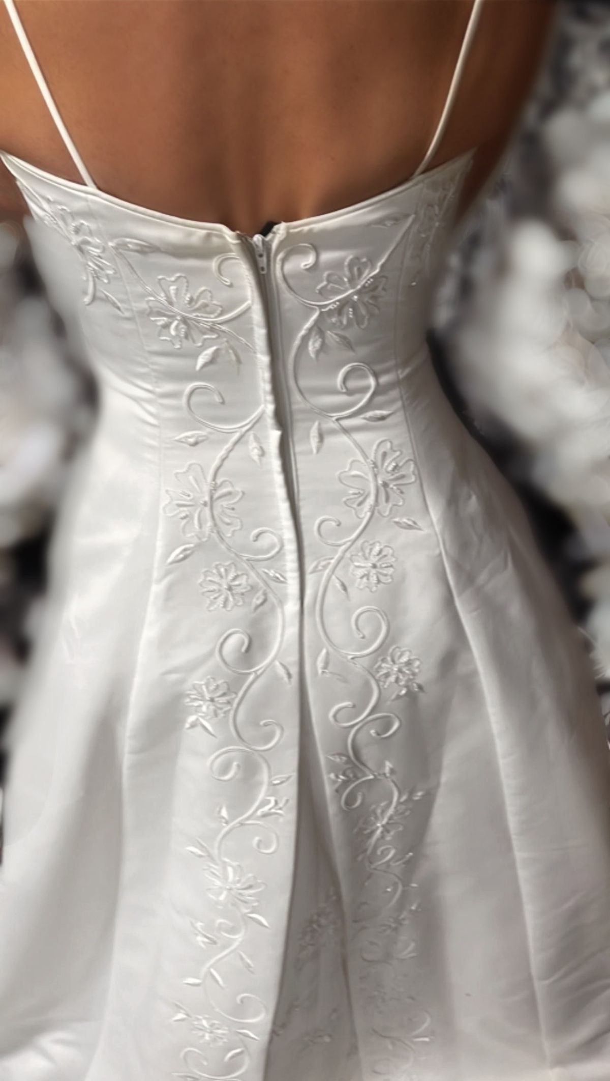 Demetrios Size 4 Wedding Plunge White Ball Gown on Queenly