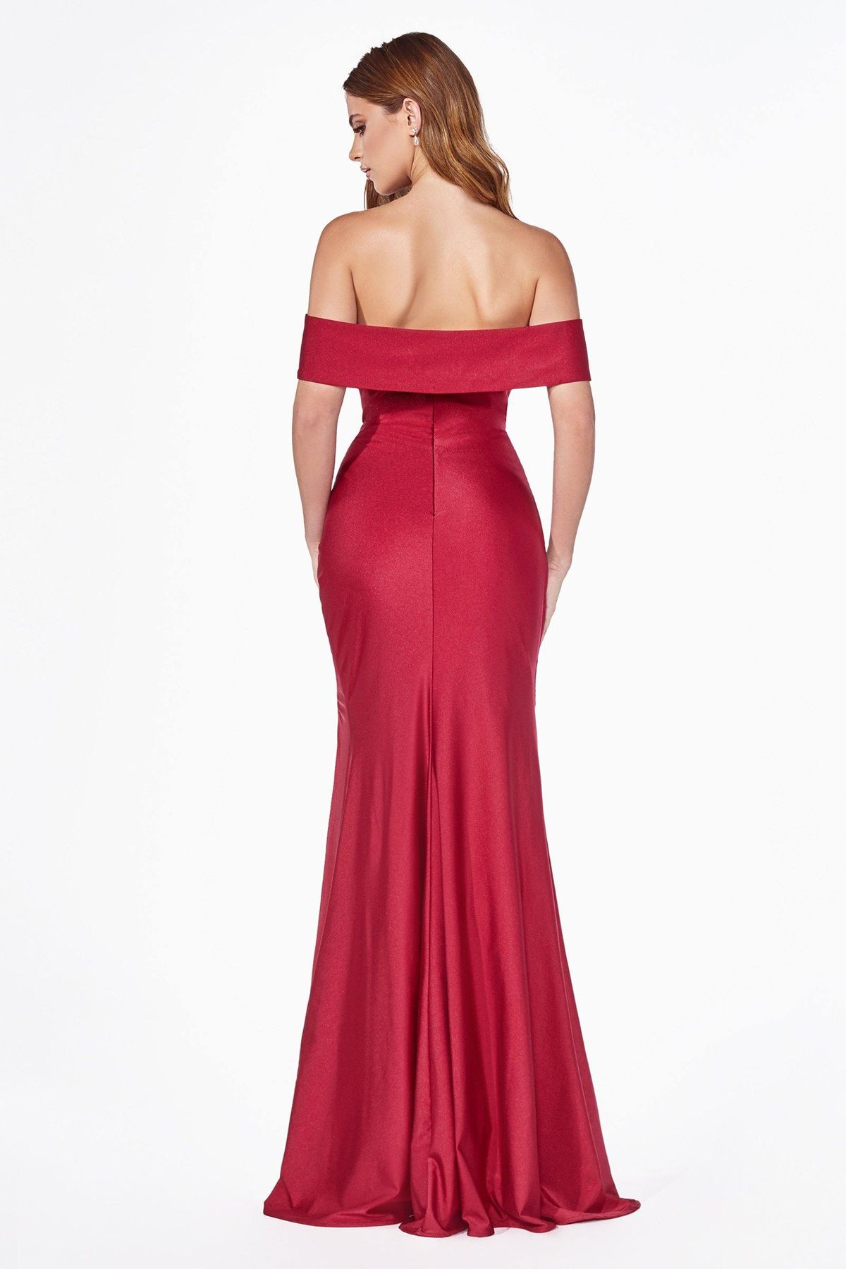 Style CDKV1050 Cinderella Divine Size 4 Off The Shoulder Red Side Slit Dress on Queenly