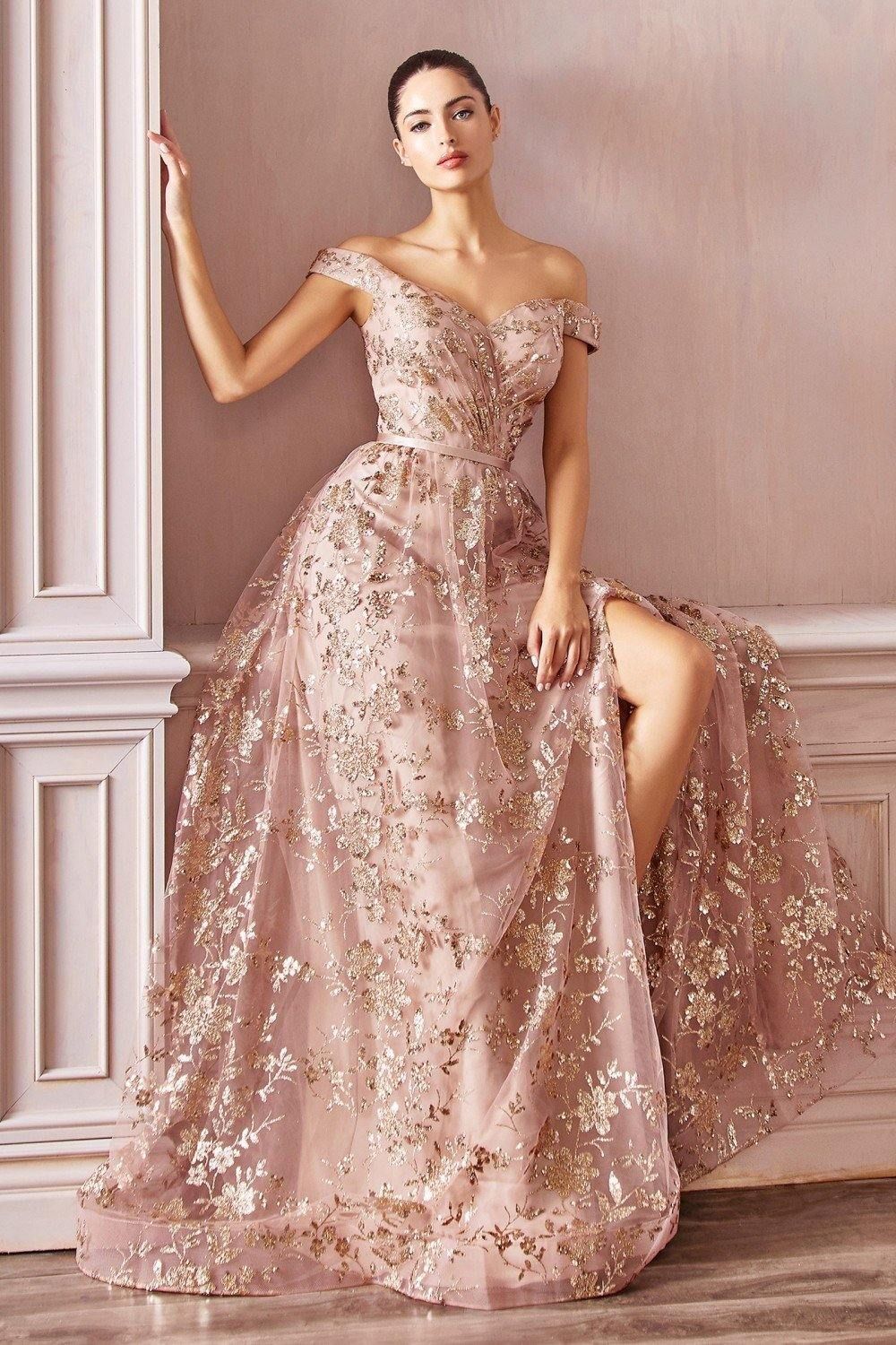 Style CDCB069 Cinderella Divine Plus Size 18 Prom Off The Shoulder Pink Ball Gown on Queenly